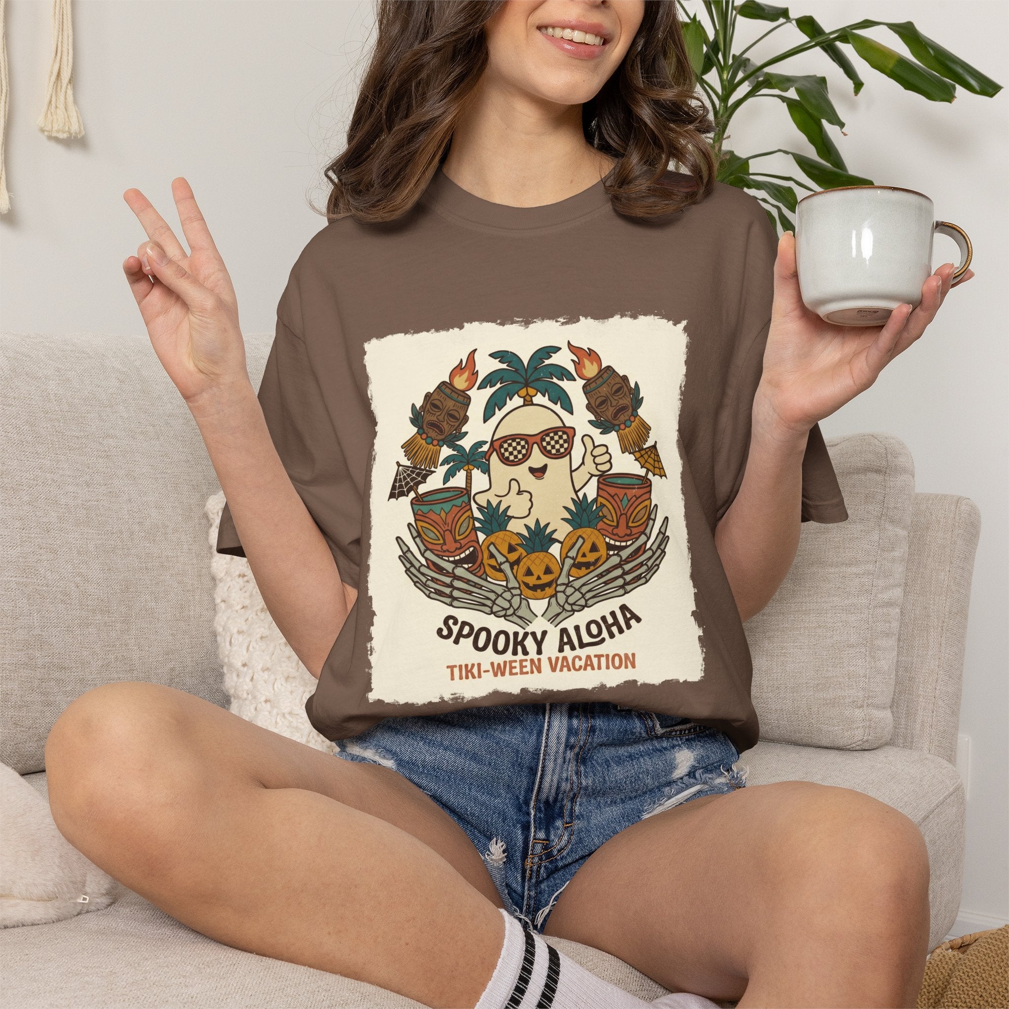 Spooky TikiWeen SummerWeen Ghost Comfort Colors TShirt