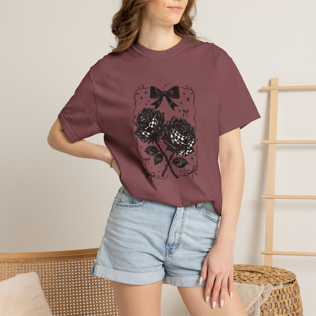 Floral Black Roses Vintage Comfort Colors T-Shirt