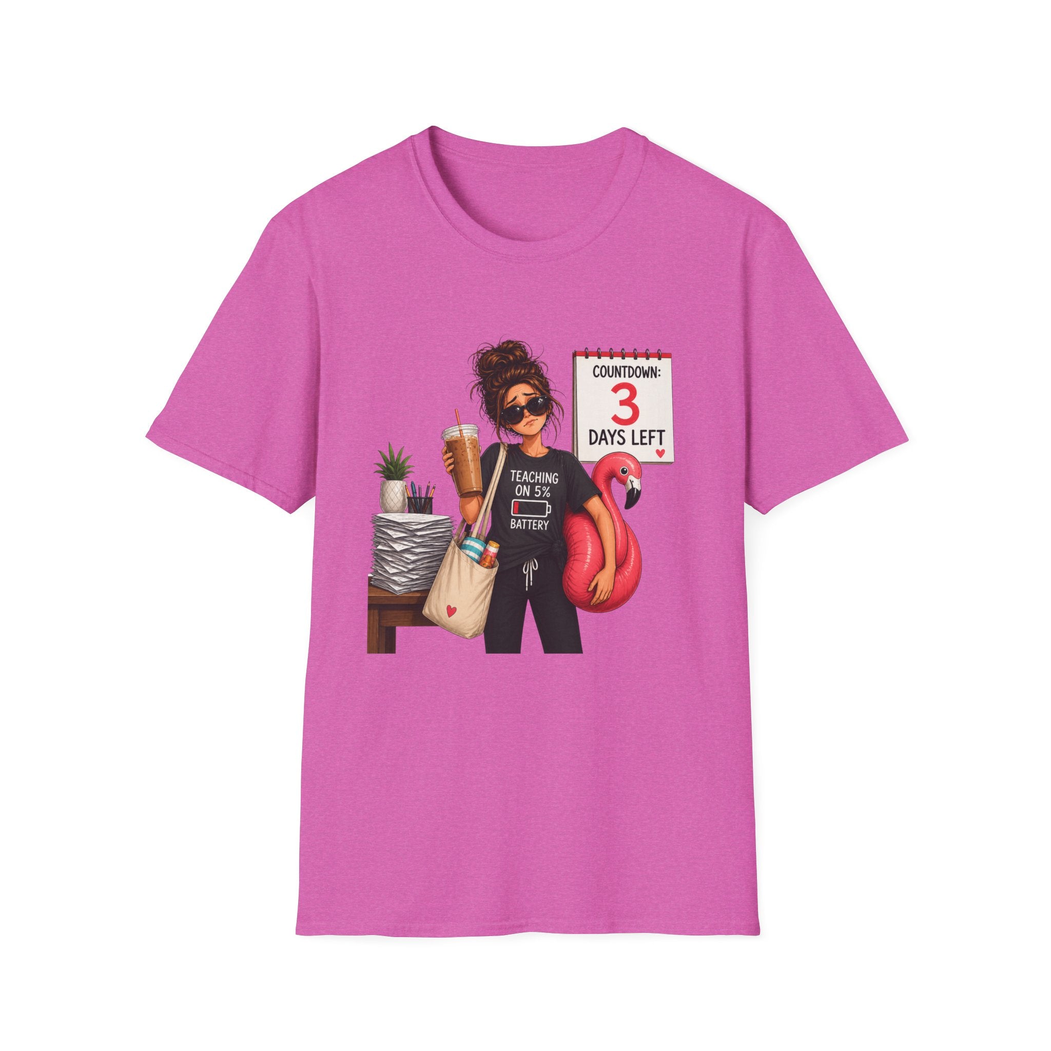 Teacher Countdown 3 Days Left T-Shirt — Funny End‑of‑School Vacation Tee
