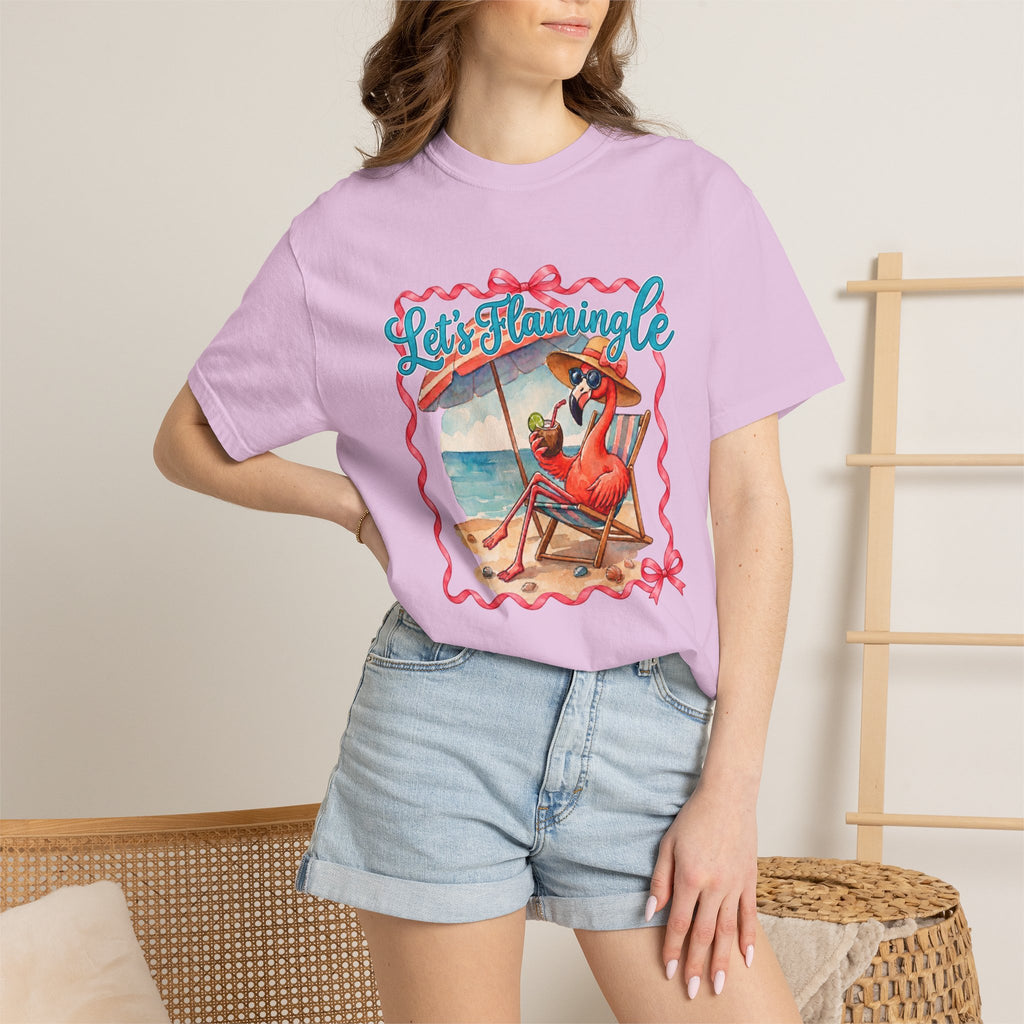 Let's Flamingle Retro Flamingo Beach Comfort Colors T-Shirt