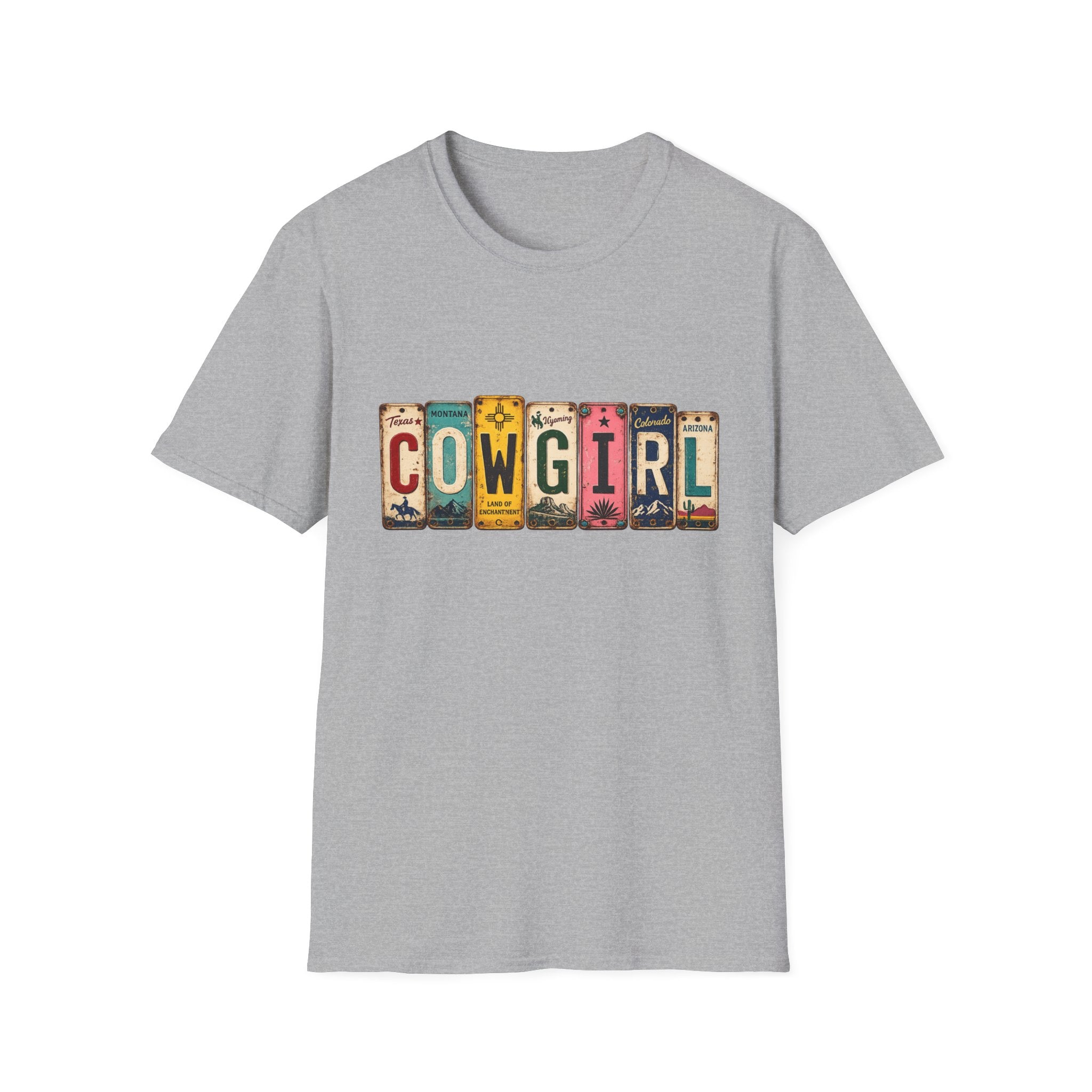 Western Cowgirl License Plate Letter T-Shirt