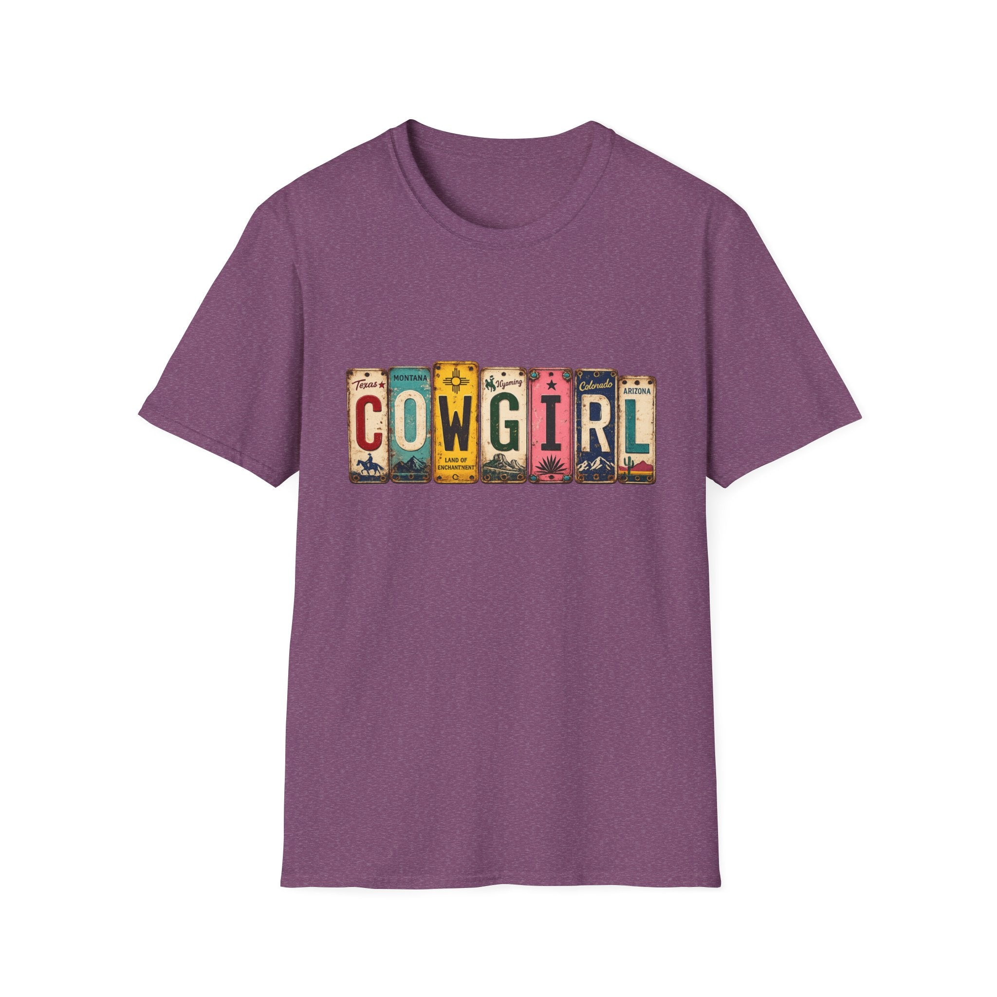 Western Cowgirl License Plate Letter T-Shirt