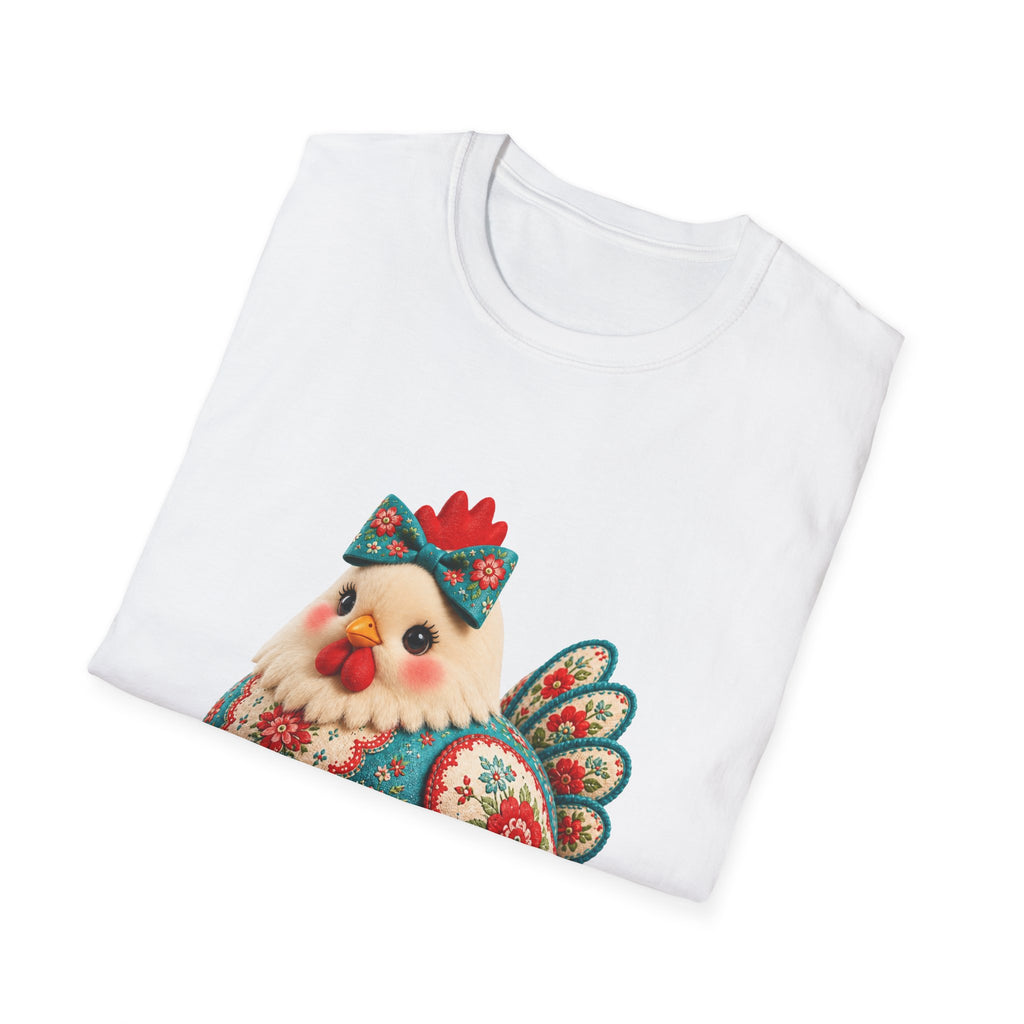 Colorful Folk Art Floral Chicken T-Shirt