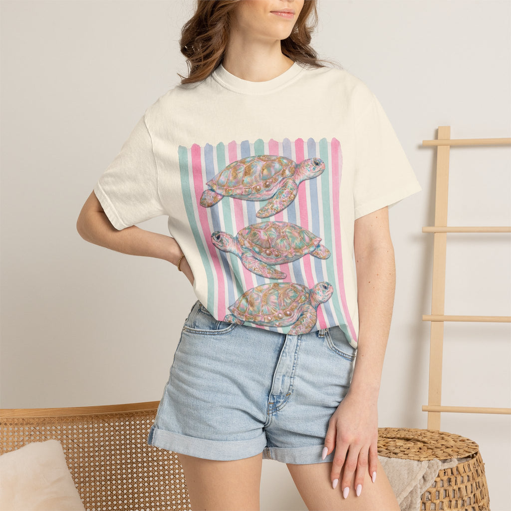 Sea Turtle Trio Pastel Beach Vibes Comfort Colors T-Shirt