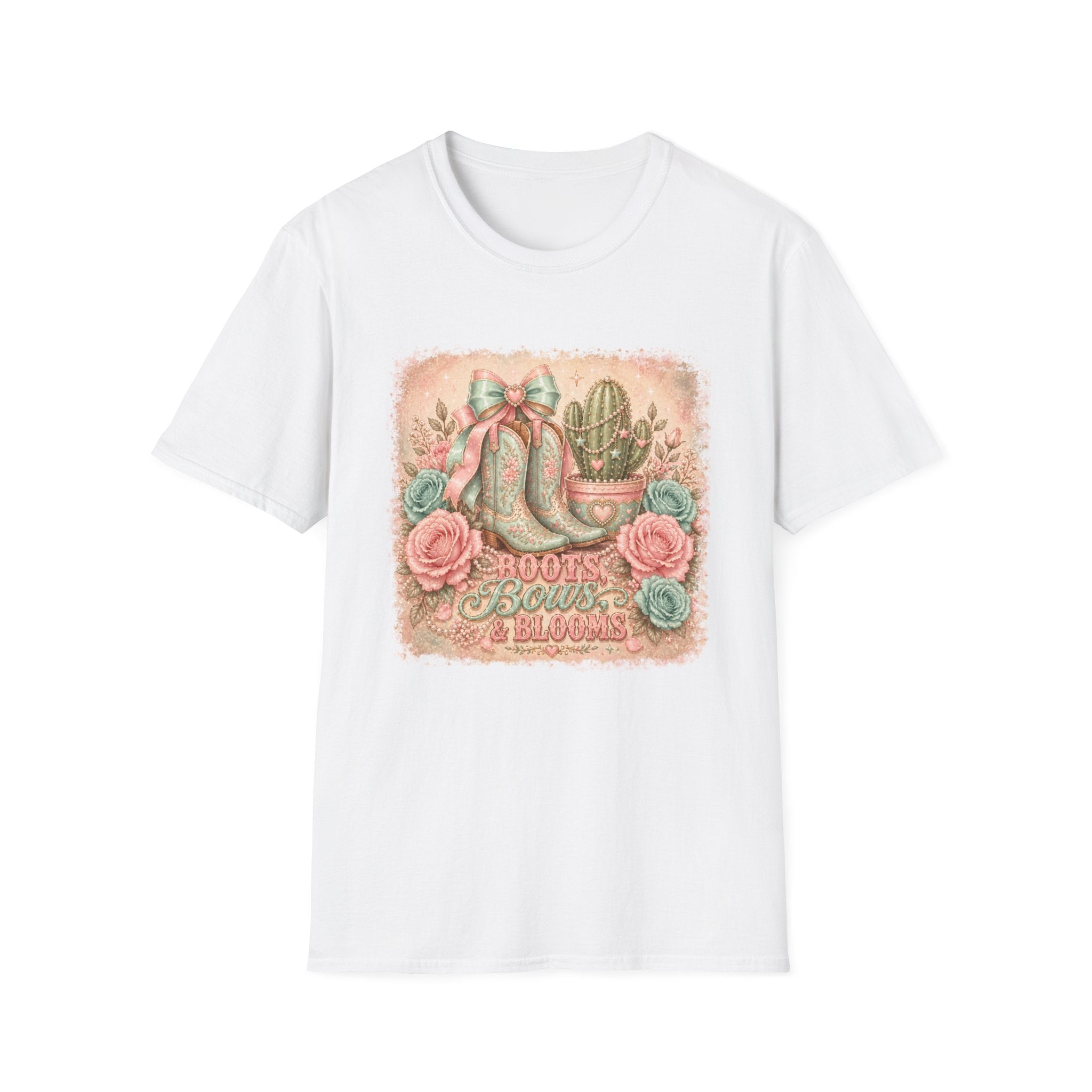 Cowgirl Boots & Cactus Floral Western Graphic Tee