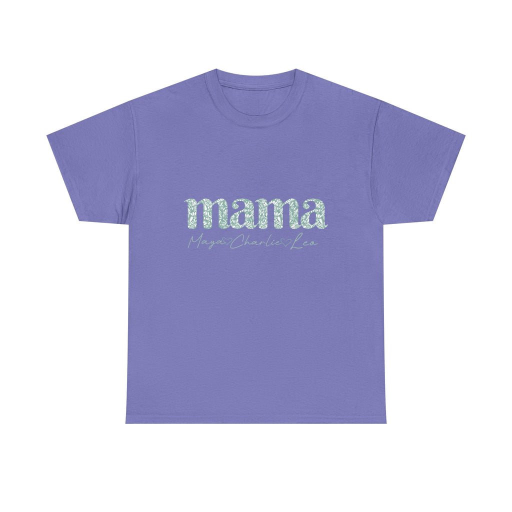Mama Script Floral Tee — "mama" Mint Pattern Mom T-Shirt