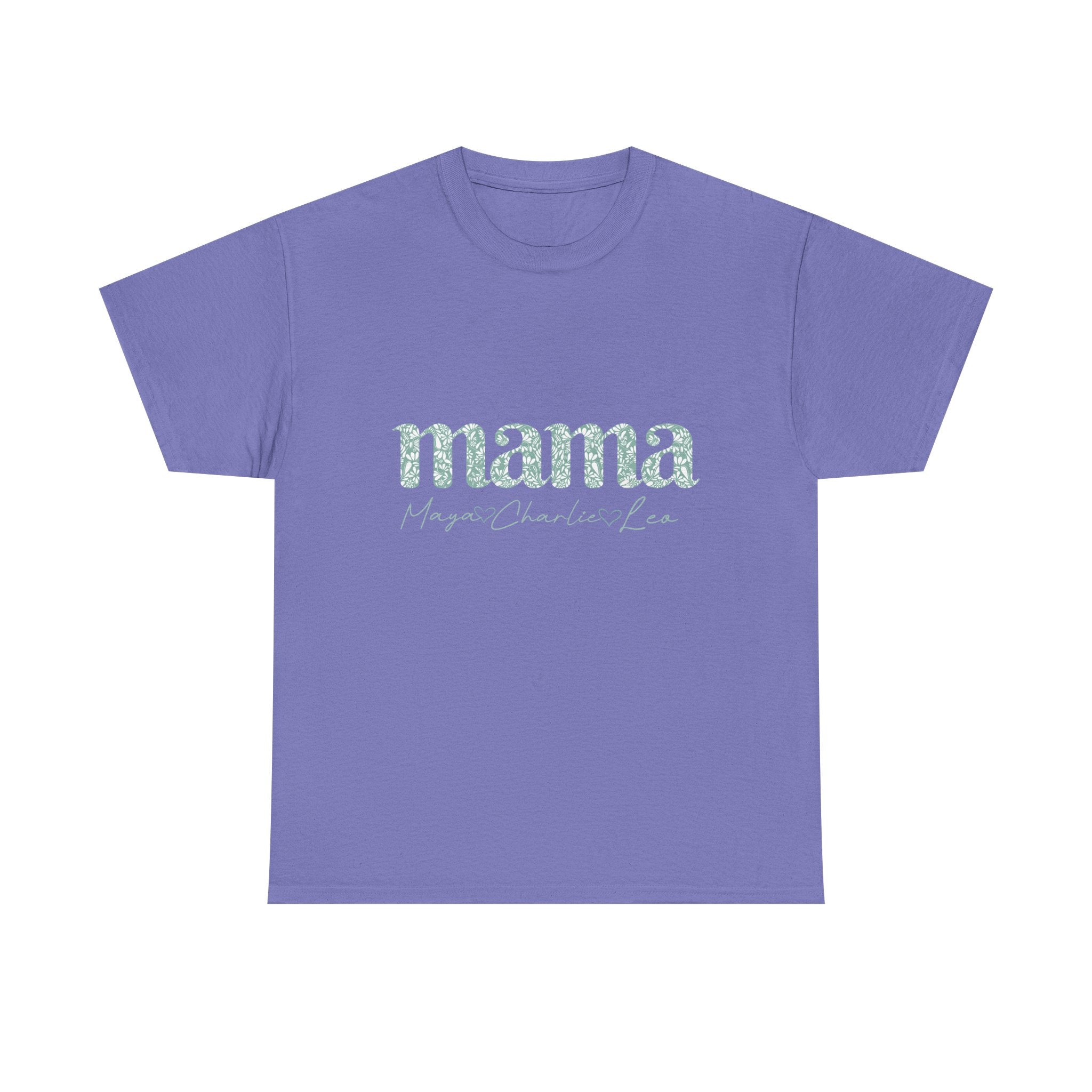 Mama Script Floral Tee — "mama" Mint Pattern Mom T-Shirt