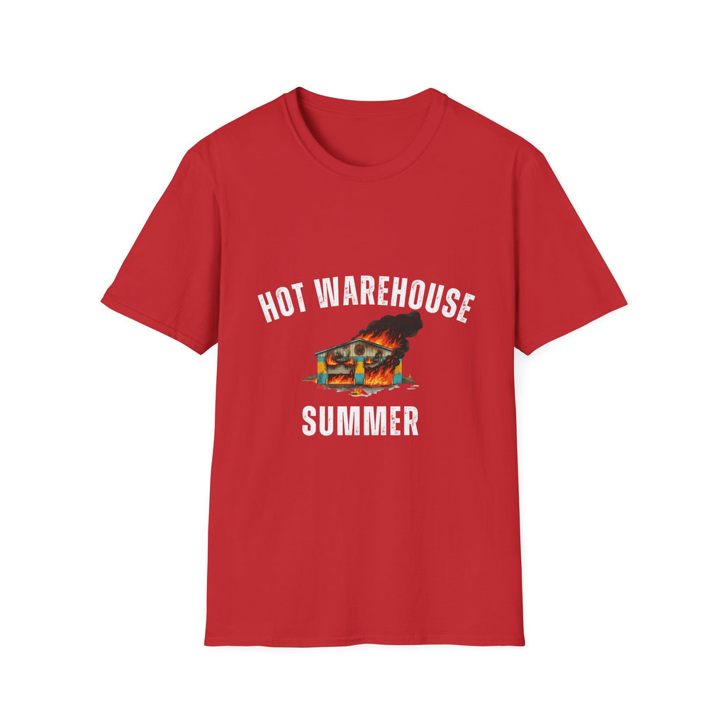 Hot Warehouse Summer T-Shirt- Vintage Flaming Warehouse Graphic Tee