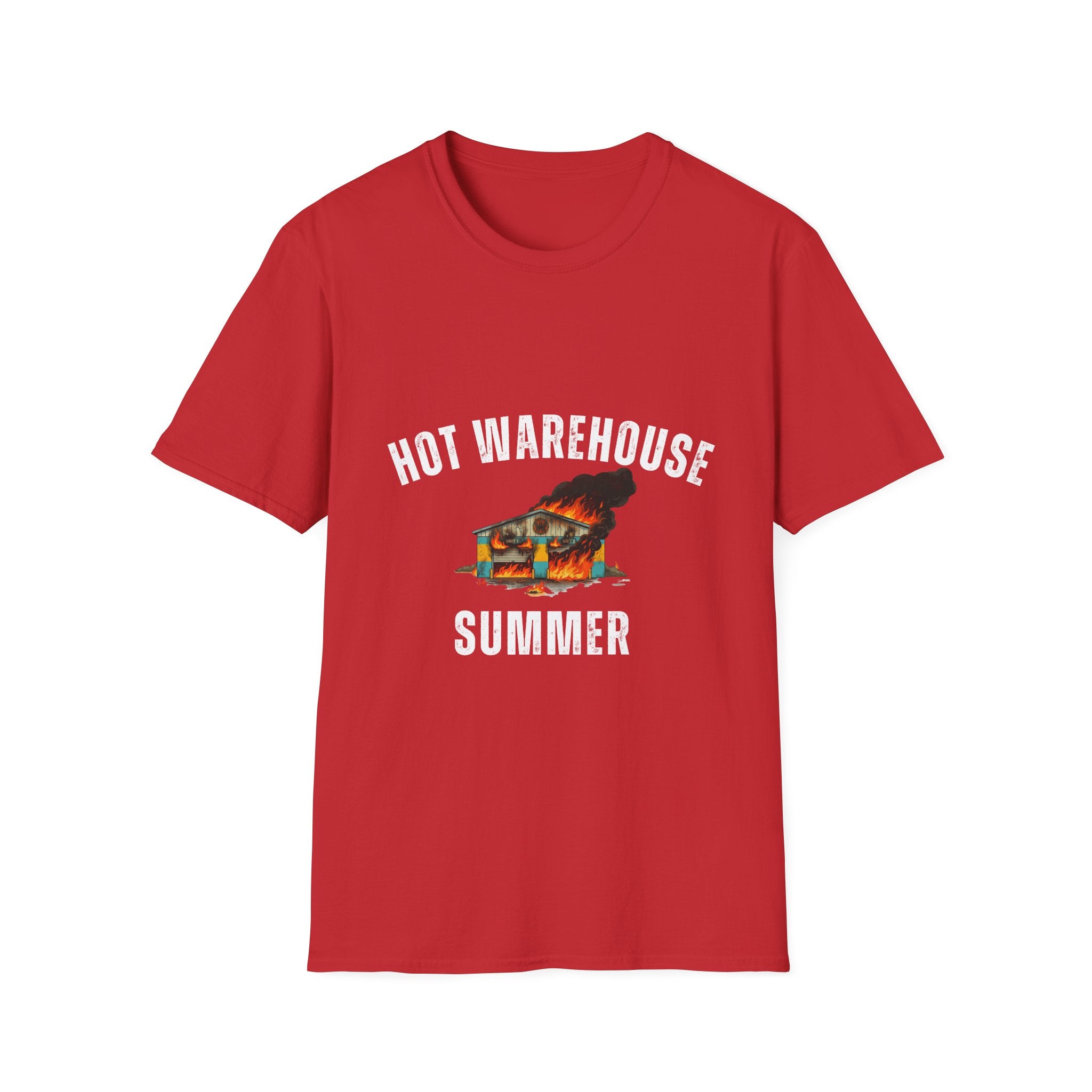 Hot Warehouse Summer T-Shirt- Vintage Flaming Warehouse Graphic Tee