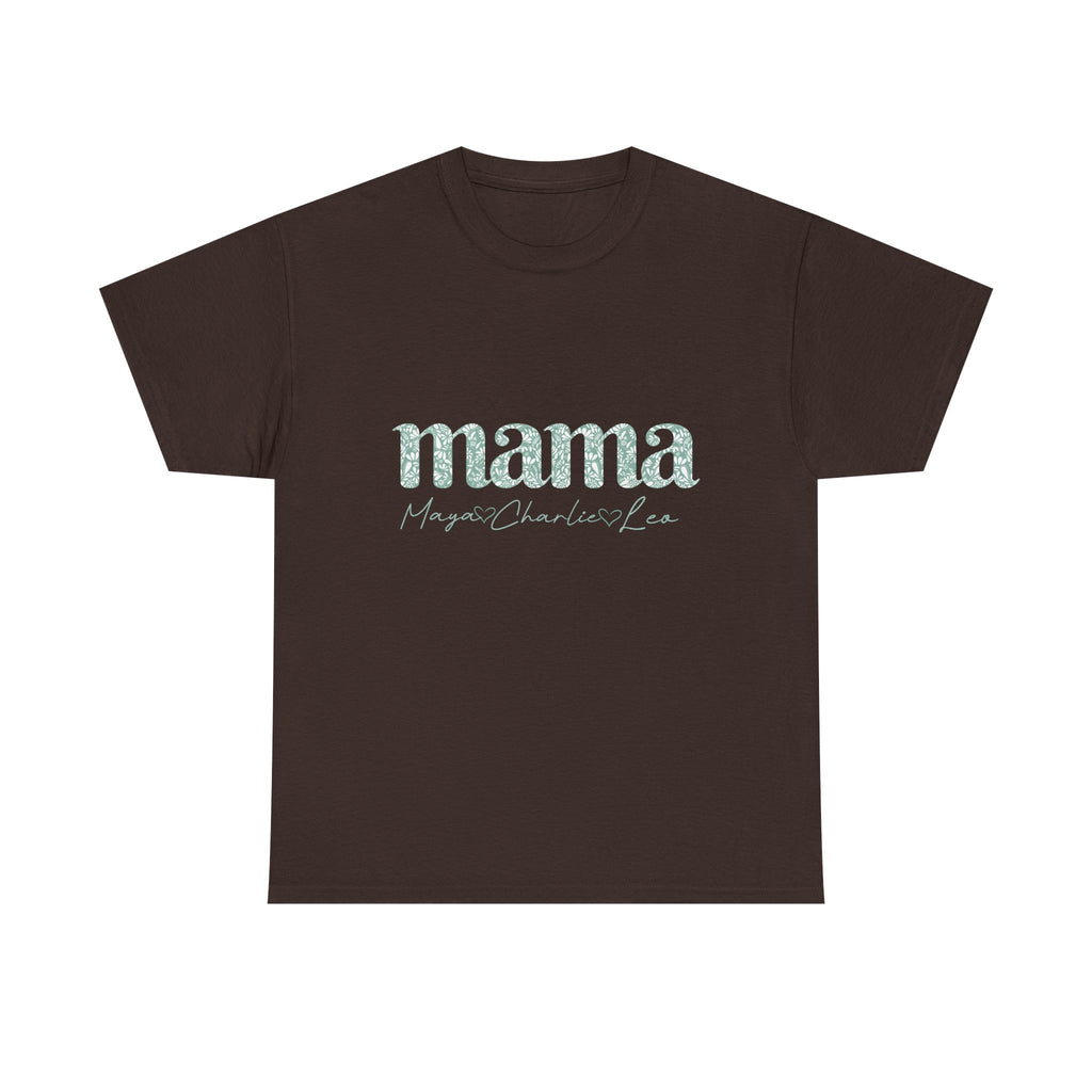 Mama Script Floral Tee — "mama" Mint Pattern Mom T-Shirt