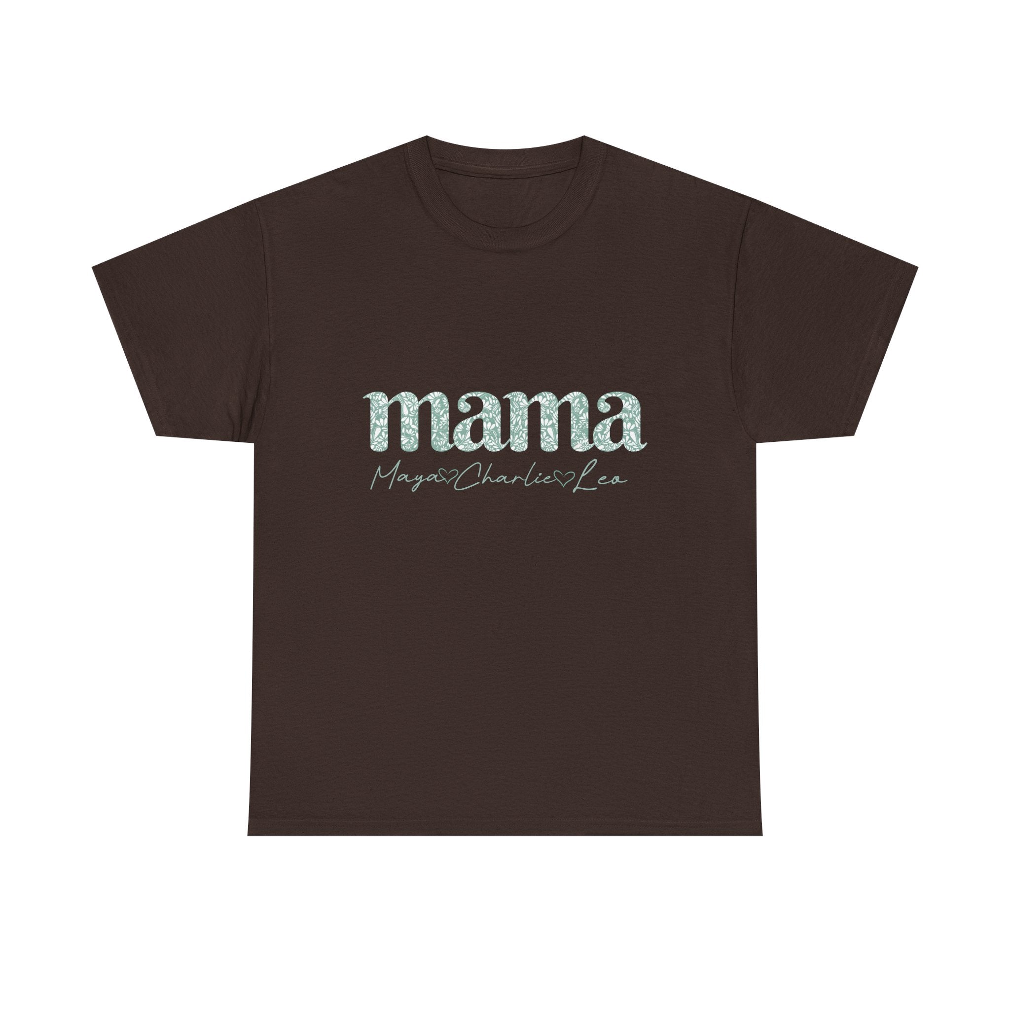 Mama Script Floral Tee — "mama" Mint Pattern Mom T-Shirt