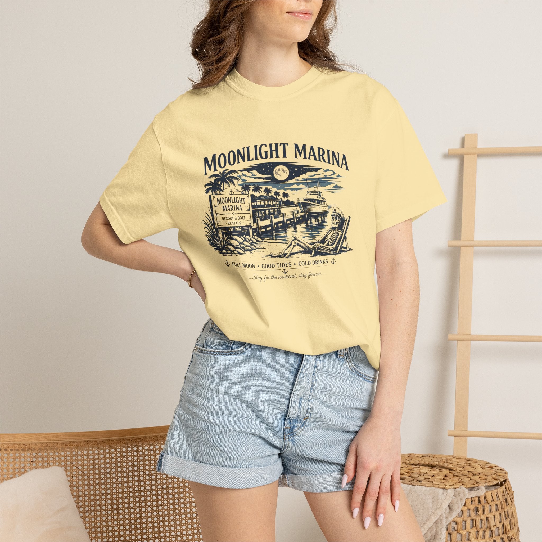 Moonlight Marina Vintage Harbor Comfort Colors TShirt