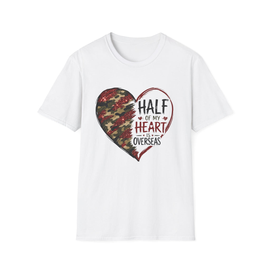 Half My Heart Is Overseas Camo Heart T-Shirt