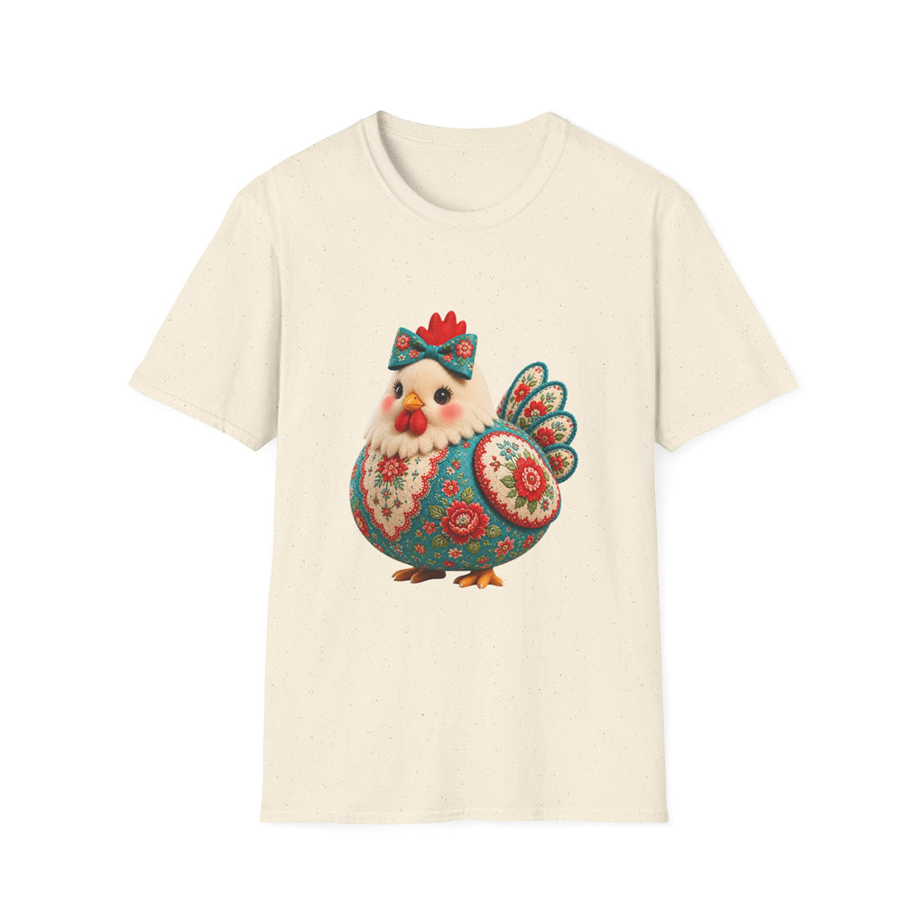Colorful Folk Art Floral Chicken T-Shirt