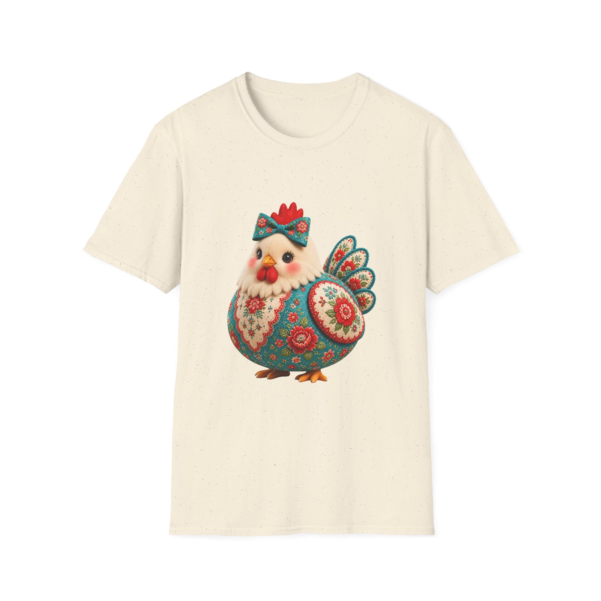 Colorful Folk Art Floral Chicken T-Shirt