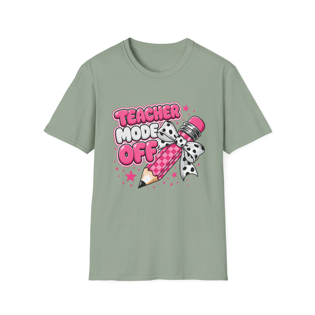 Teacher Mode Off T-Shirt — Cute Pink Pencil Graphic Tee for Teachers