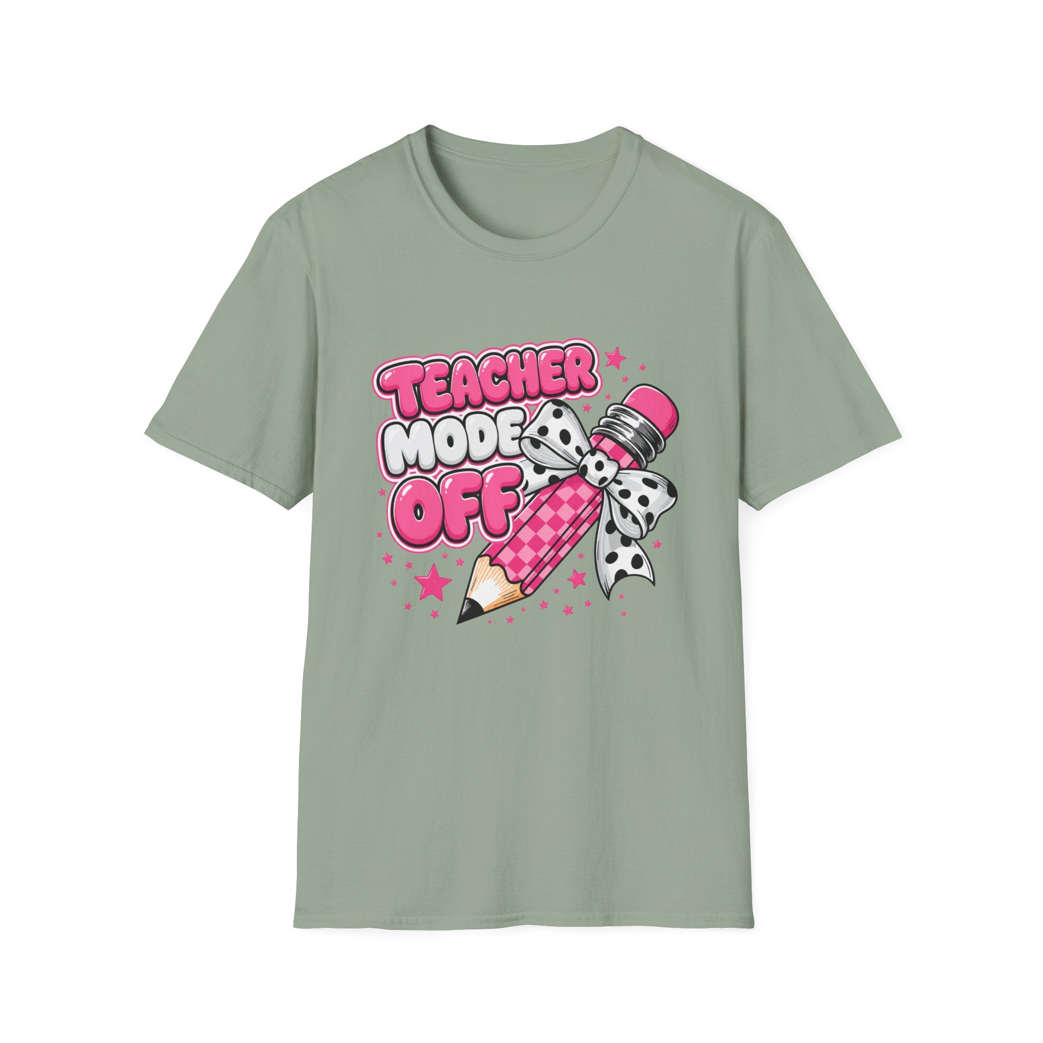 Teacher Mode Off T-Shirt — Cute Pink Pencil Graphic Tee for Teachers