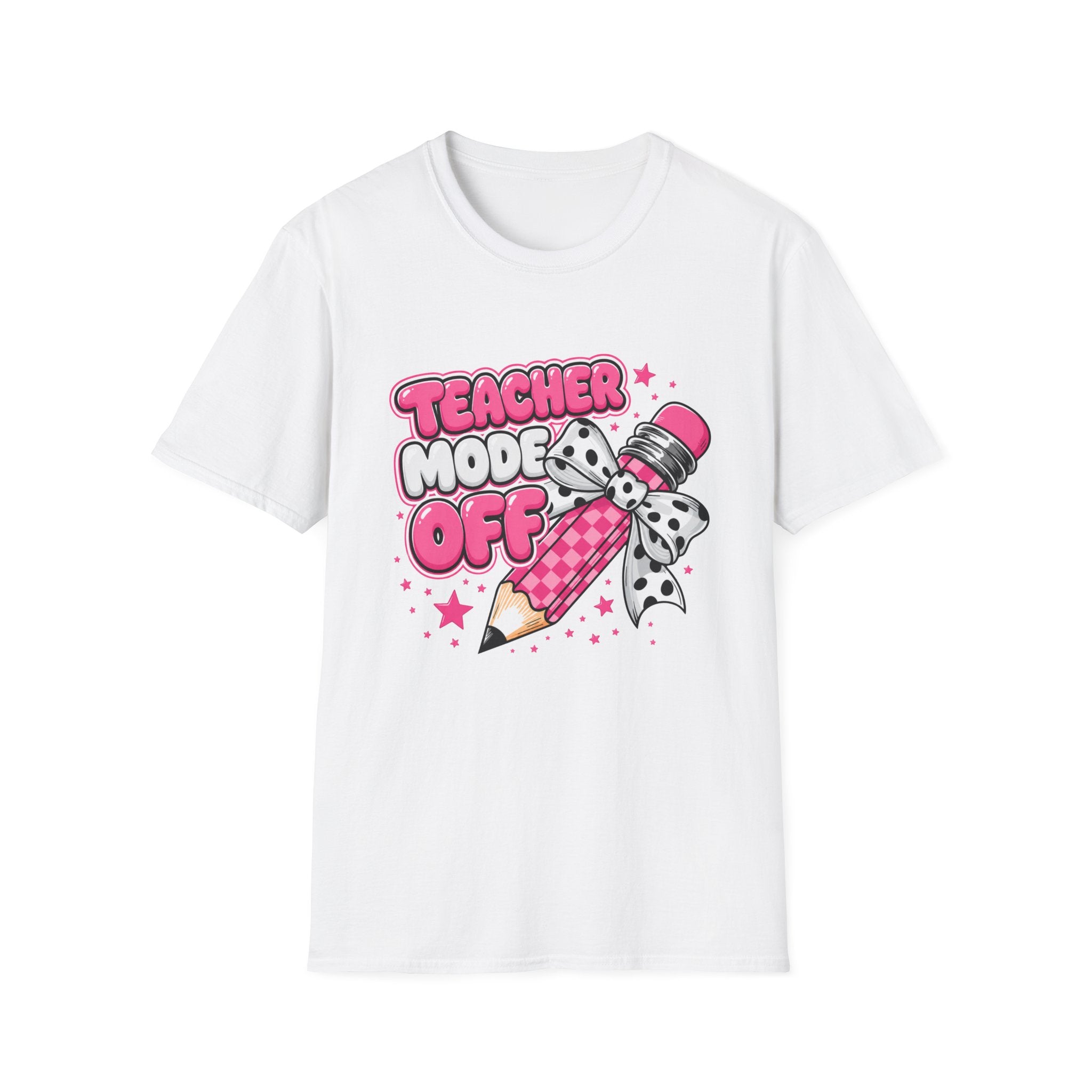 Teacher Mode Off T-Shirt — Cute Pink Pencil Graphic Tee for Teachers