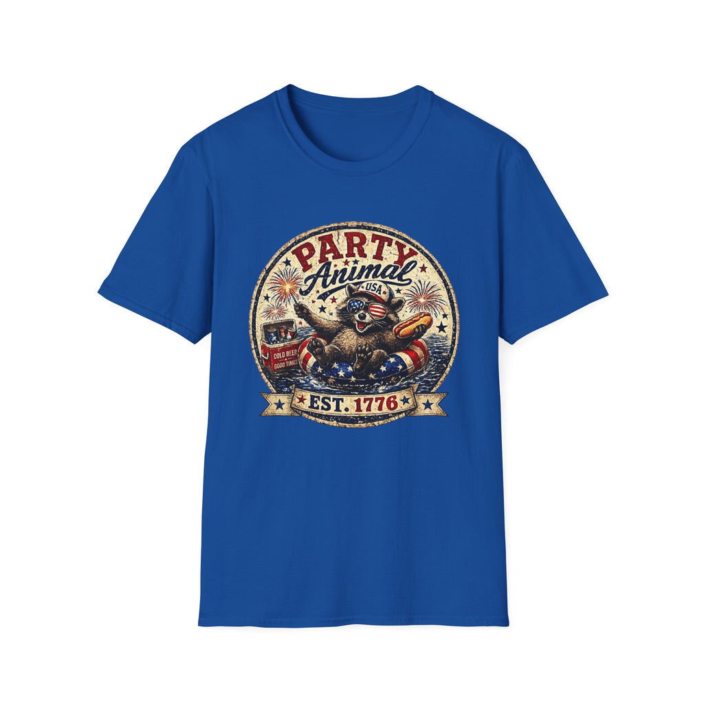 Party Animal T-Shirt — Patriotic 1776 Fourth of July Graphic Tee