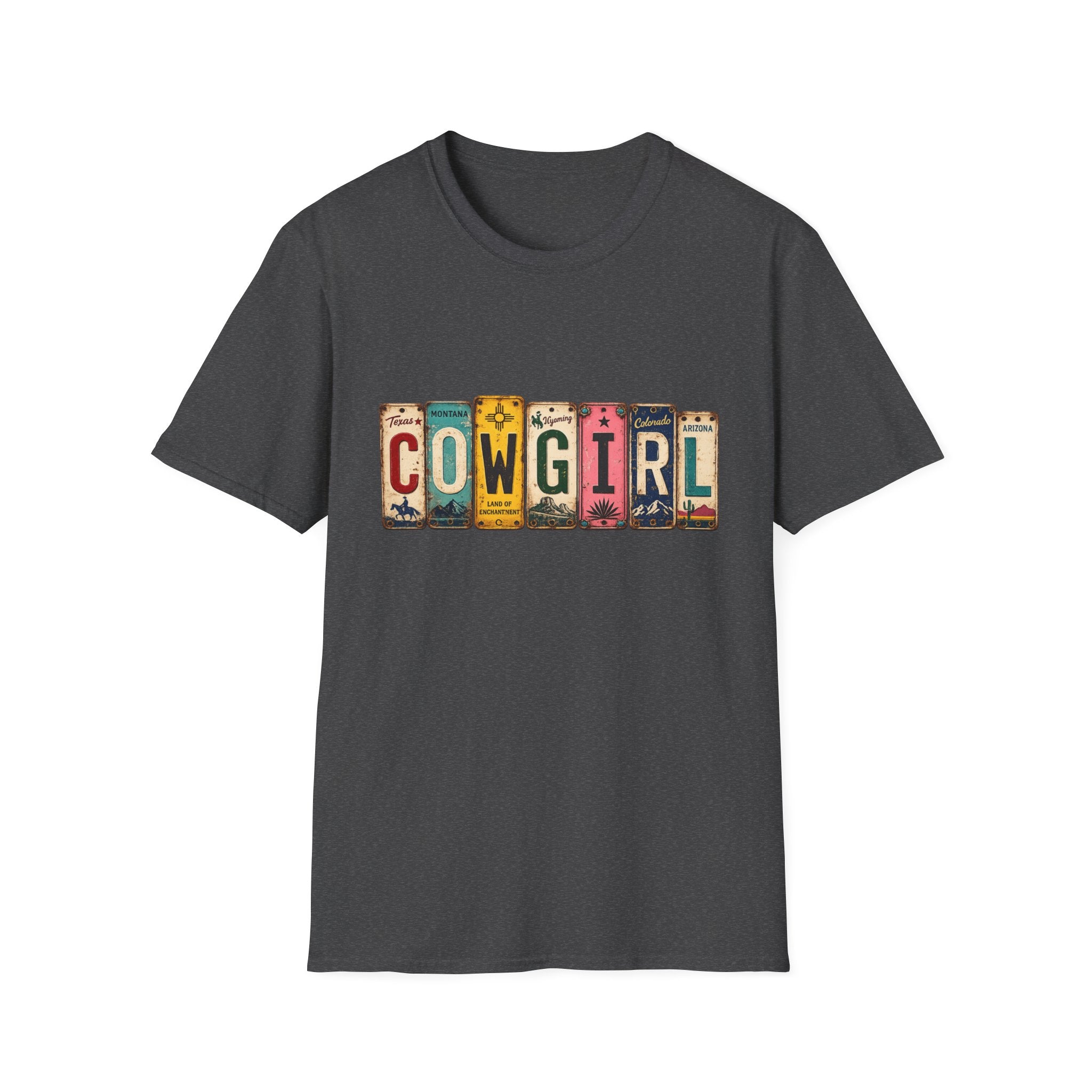 Western Cowgirl License Plate Letter T-Shirt