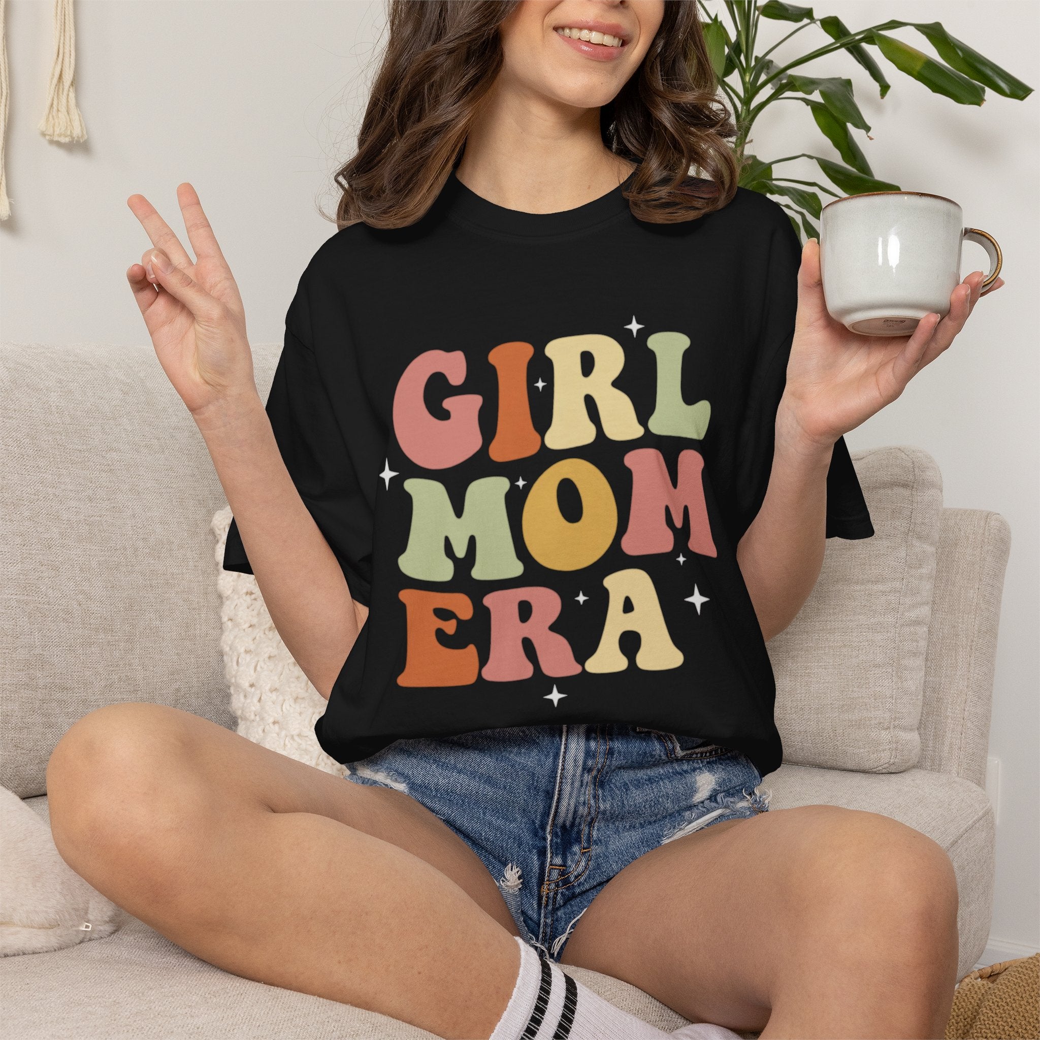 Girl Mom Era Retro Rainbow Comfort Colors TShirt