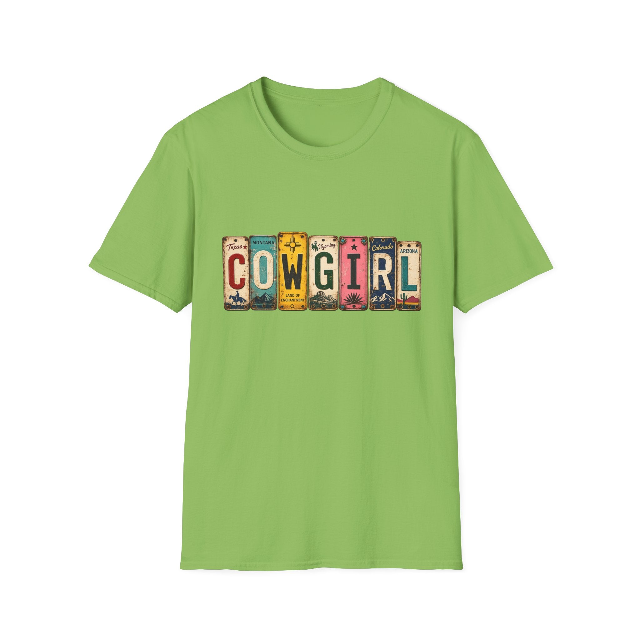 Western Cowgirl License Plate Letter T-Shirt