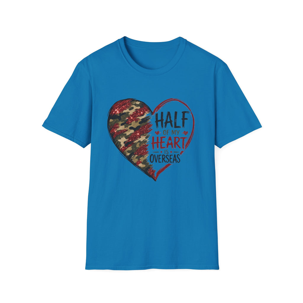 Half My Heart Is Overseas Camo Heart T-Shirt