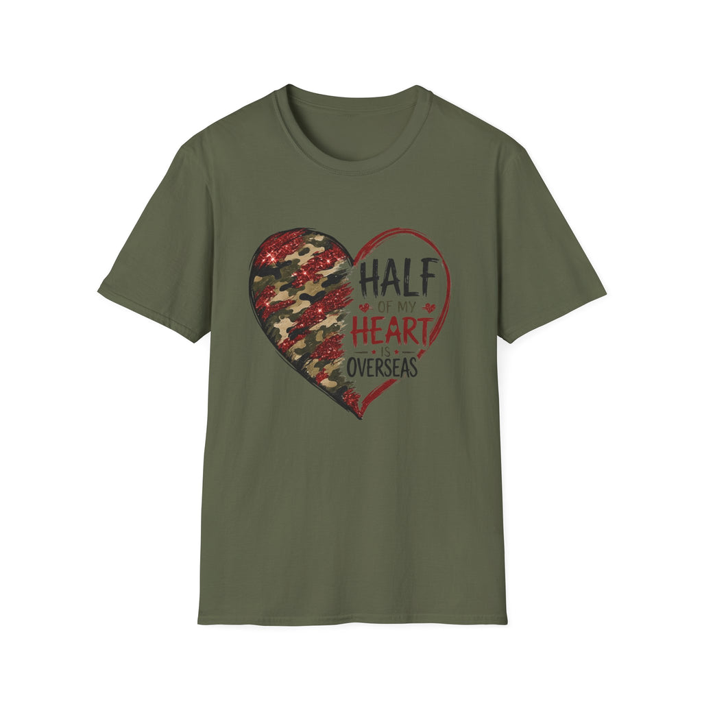 Half My Heart Is Overseas Camo Heart T-Shirt