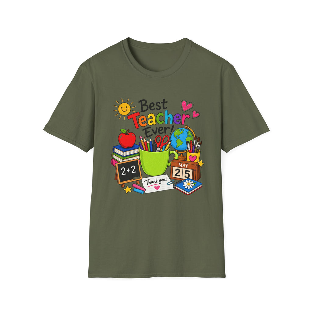 Teacher Appreciation T-Shirt – "Best Teacher Ever" Colorful Classroom Design