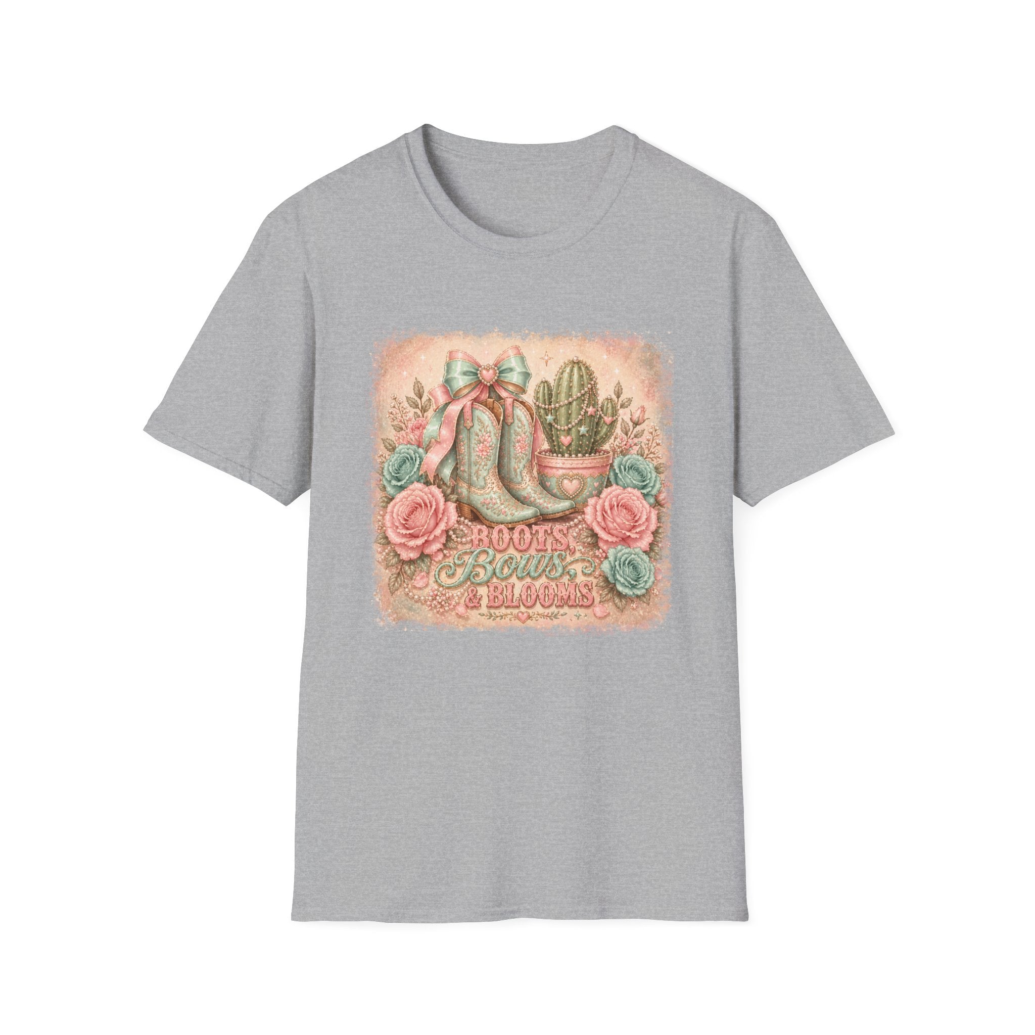 Cowgirl Boots & Cactus Floral Western Graphic Tee