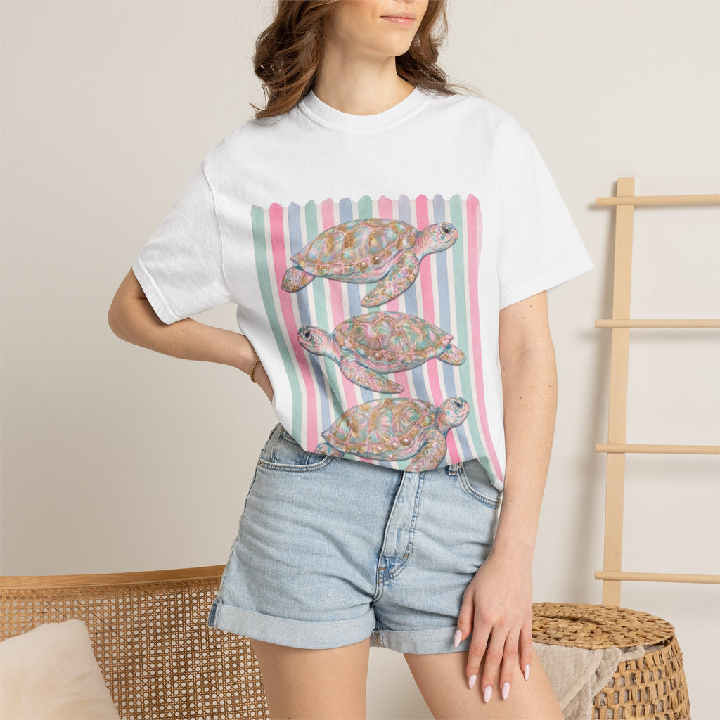 Sea Turtle Trio Pastel Beach Vibes Comfort Colors T-Shirt
