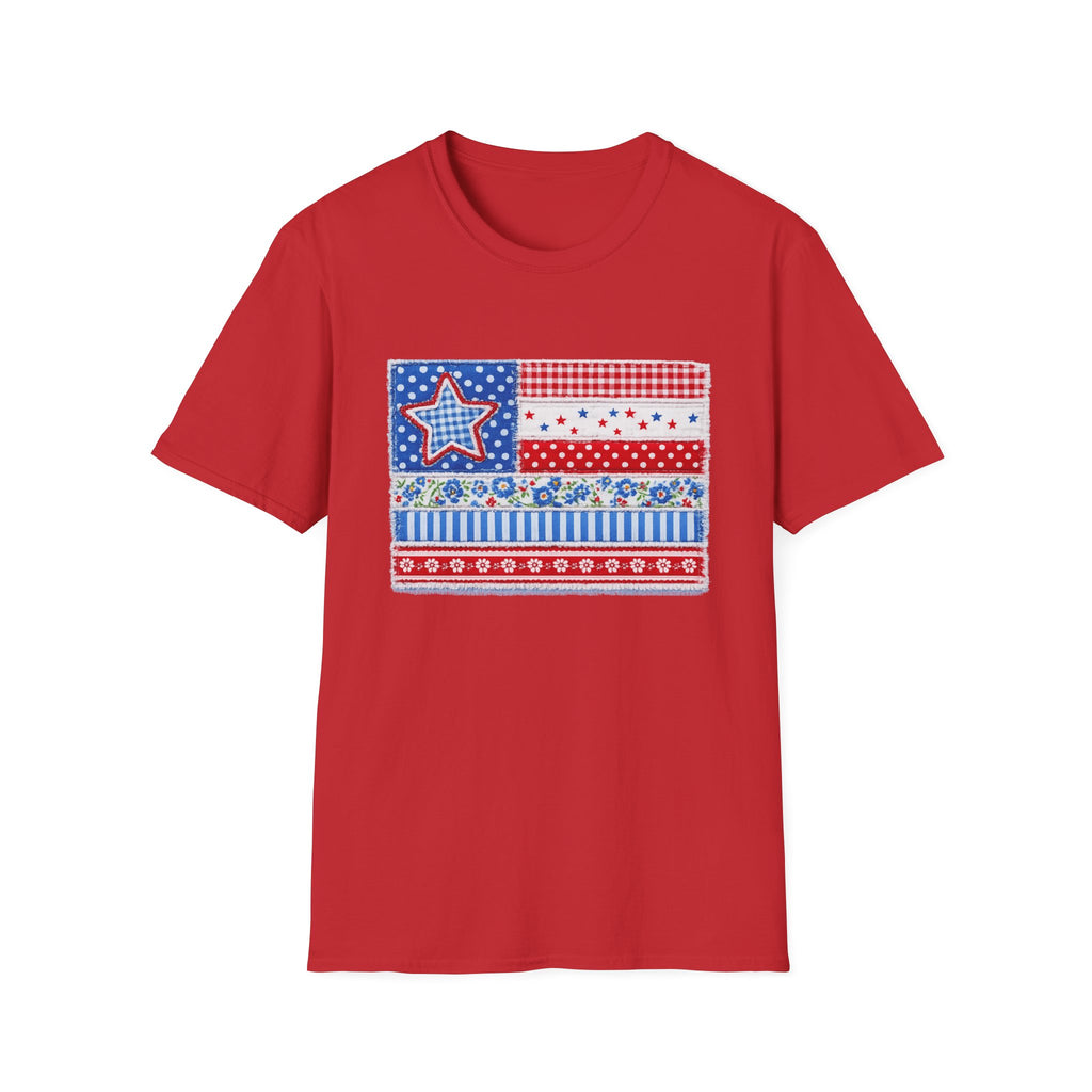 Patriotic Patchwork American Flag T-Shirt