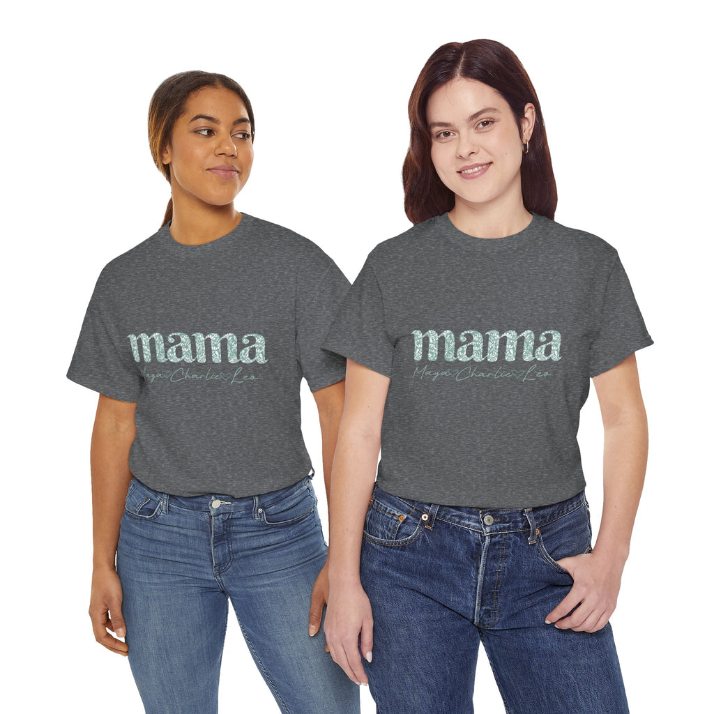 Mama Script Floral Tee — "mama" Mint Pattern Mom T-Shirt