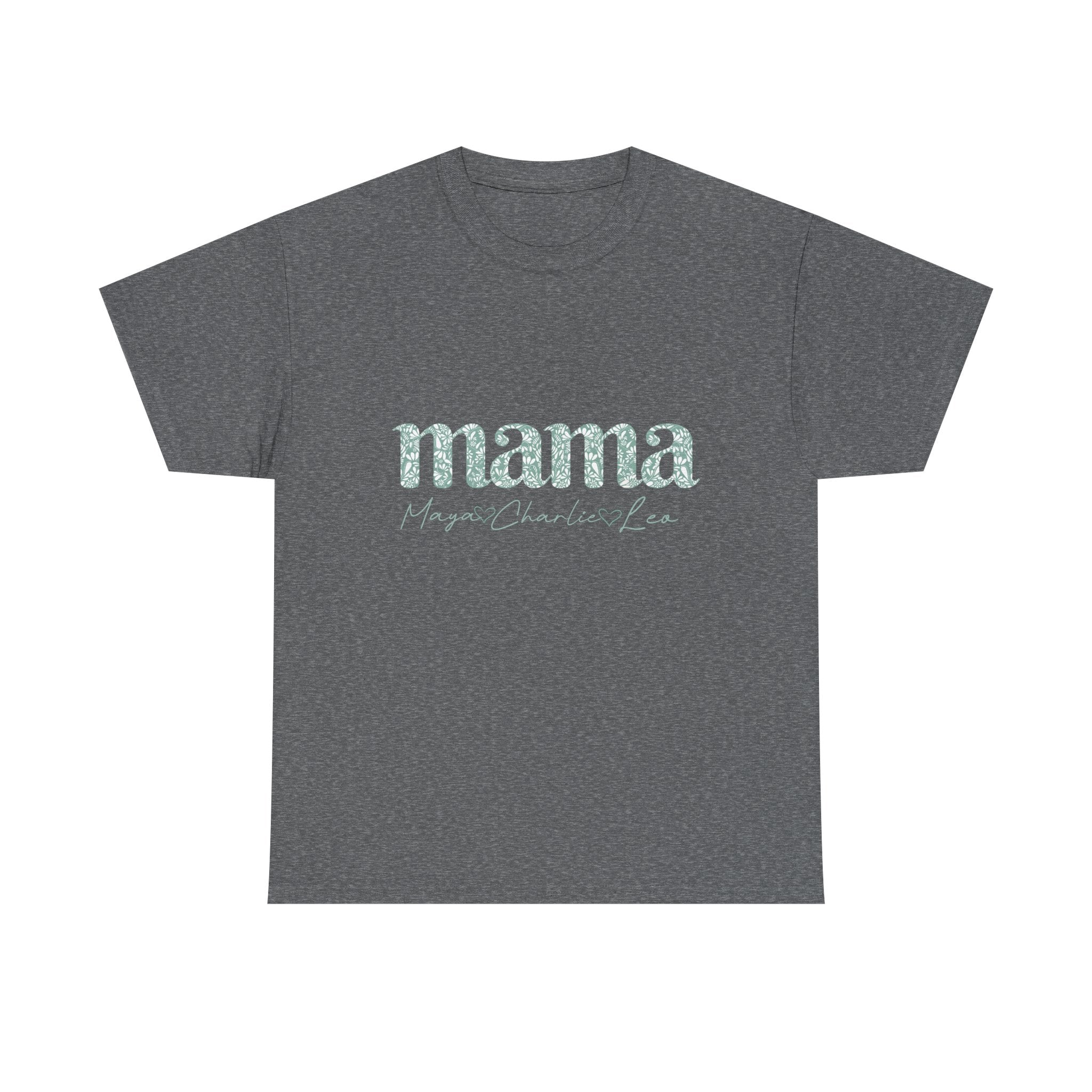 Mama Script Floral Tee — "mama" Mint Pattern Mom T-Shirt