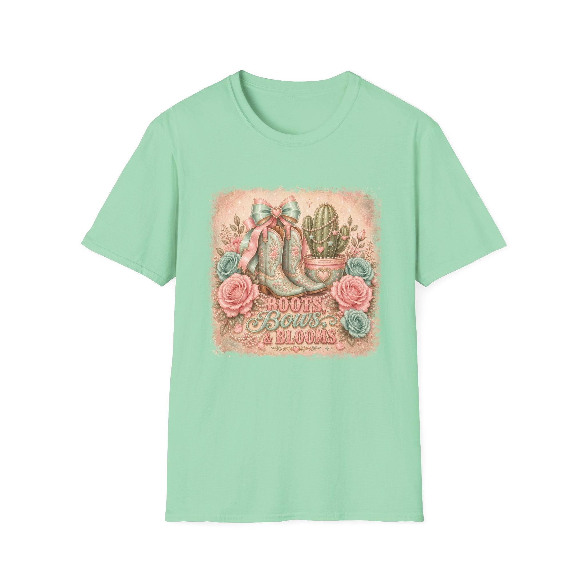 Cowgirl Boots & Cactus Floral Western Graphic Tee