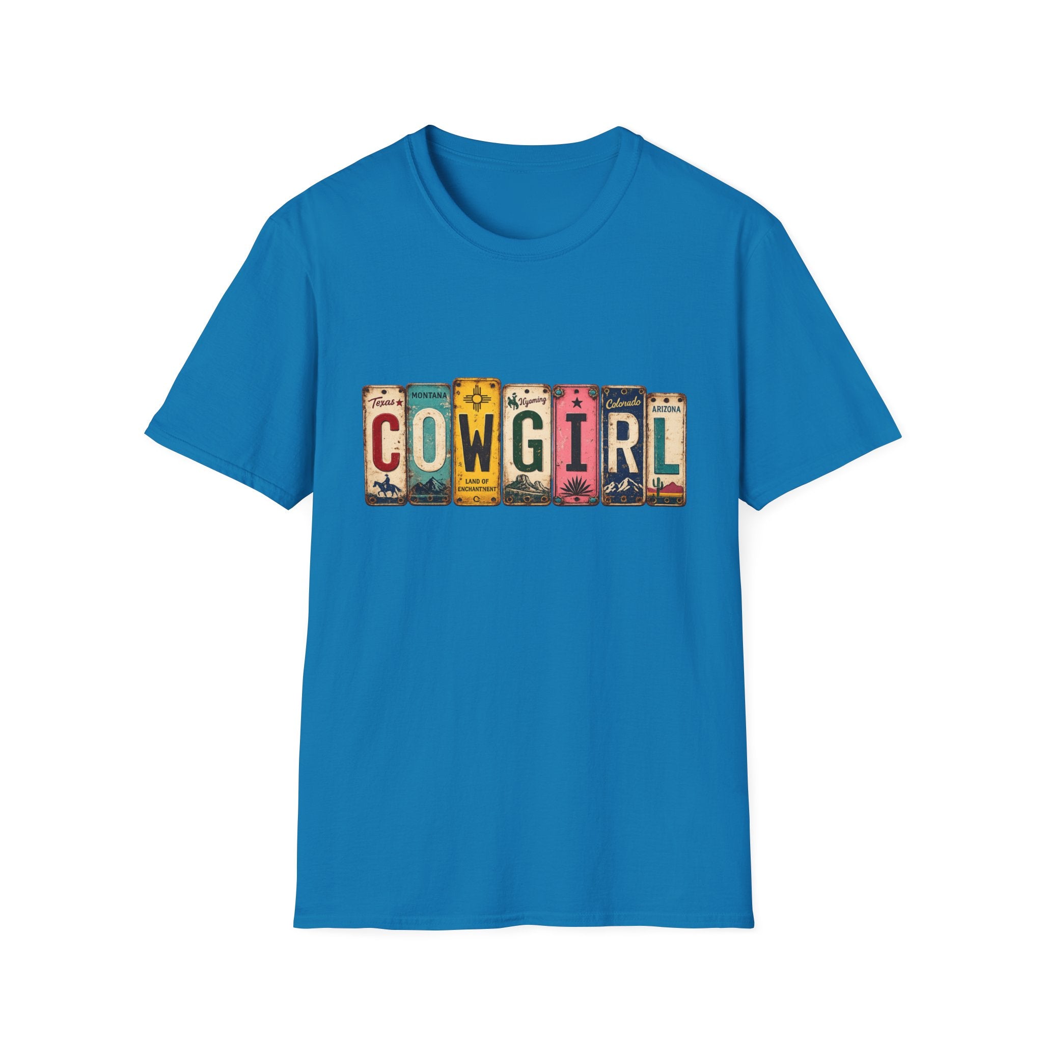 Western Cowgirl License Plate Letter T-Shirt