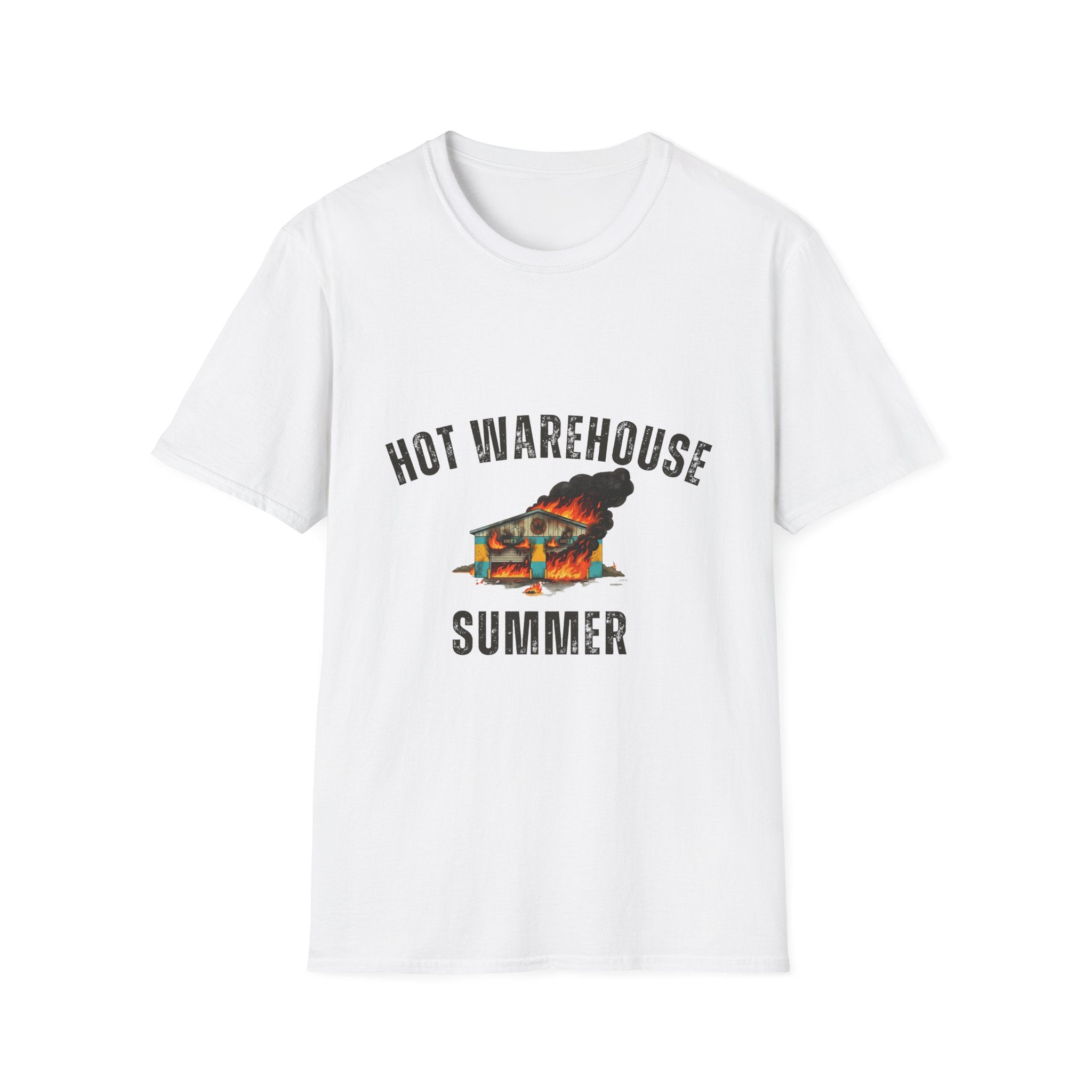 Hot Warehouse Summer T-Shirt- Vintage Flaming Warehouse Graphic Tee