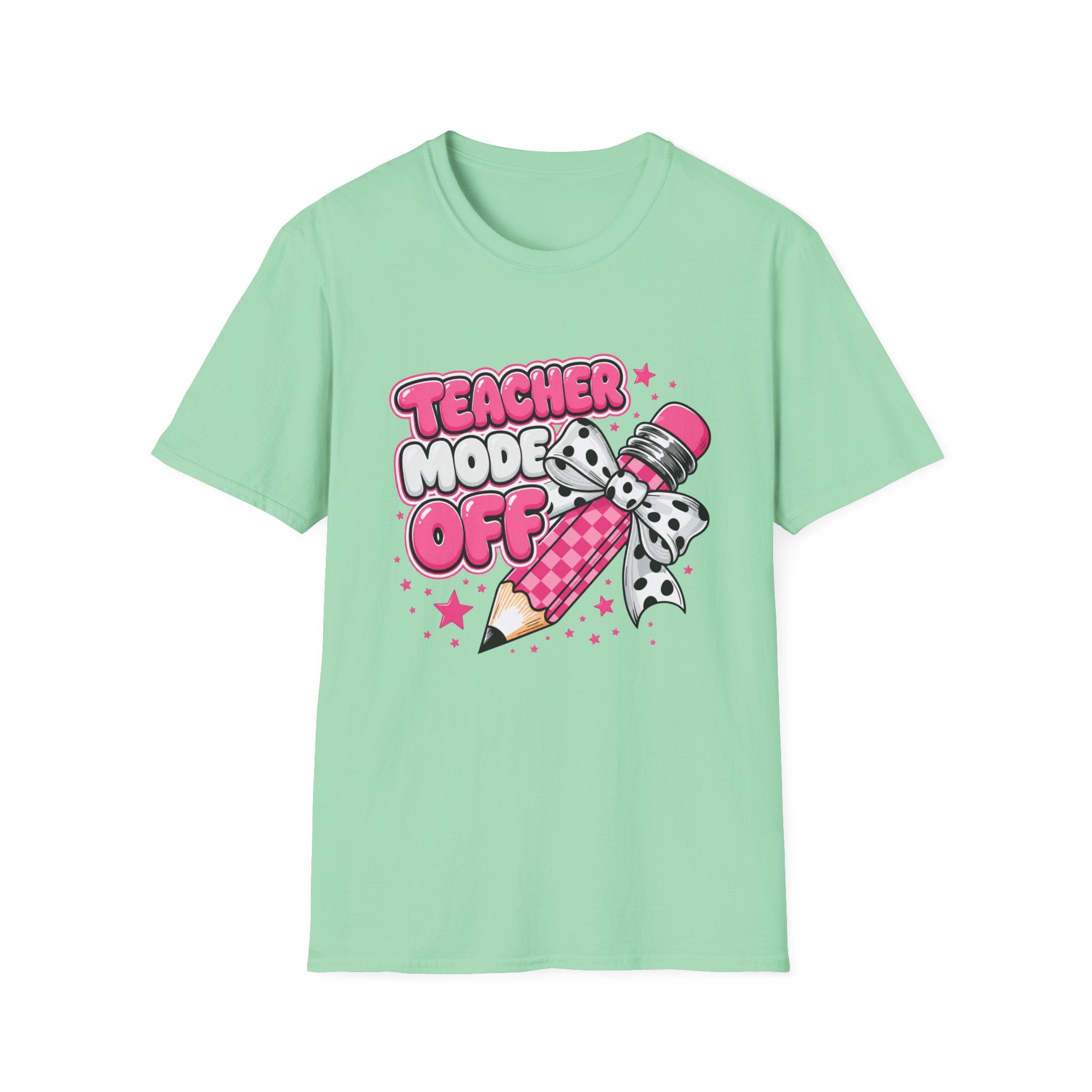 Teacher Mode Off T-Shirt — Cute Pink Pencil Graphic Tee for Teachers