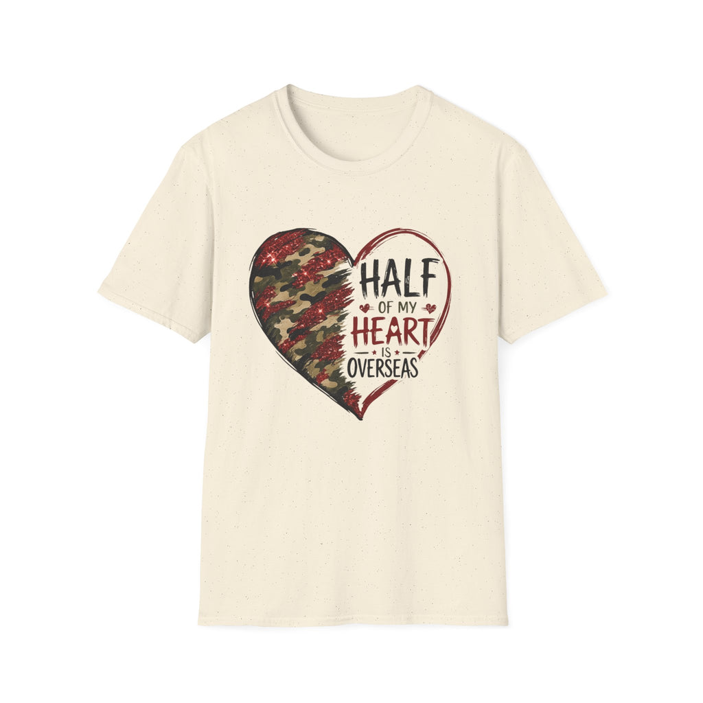 Half My Heart Is Overseas Camo Heart T-Shirt