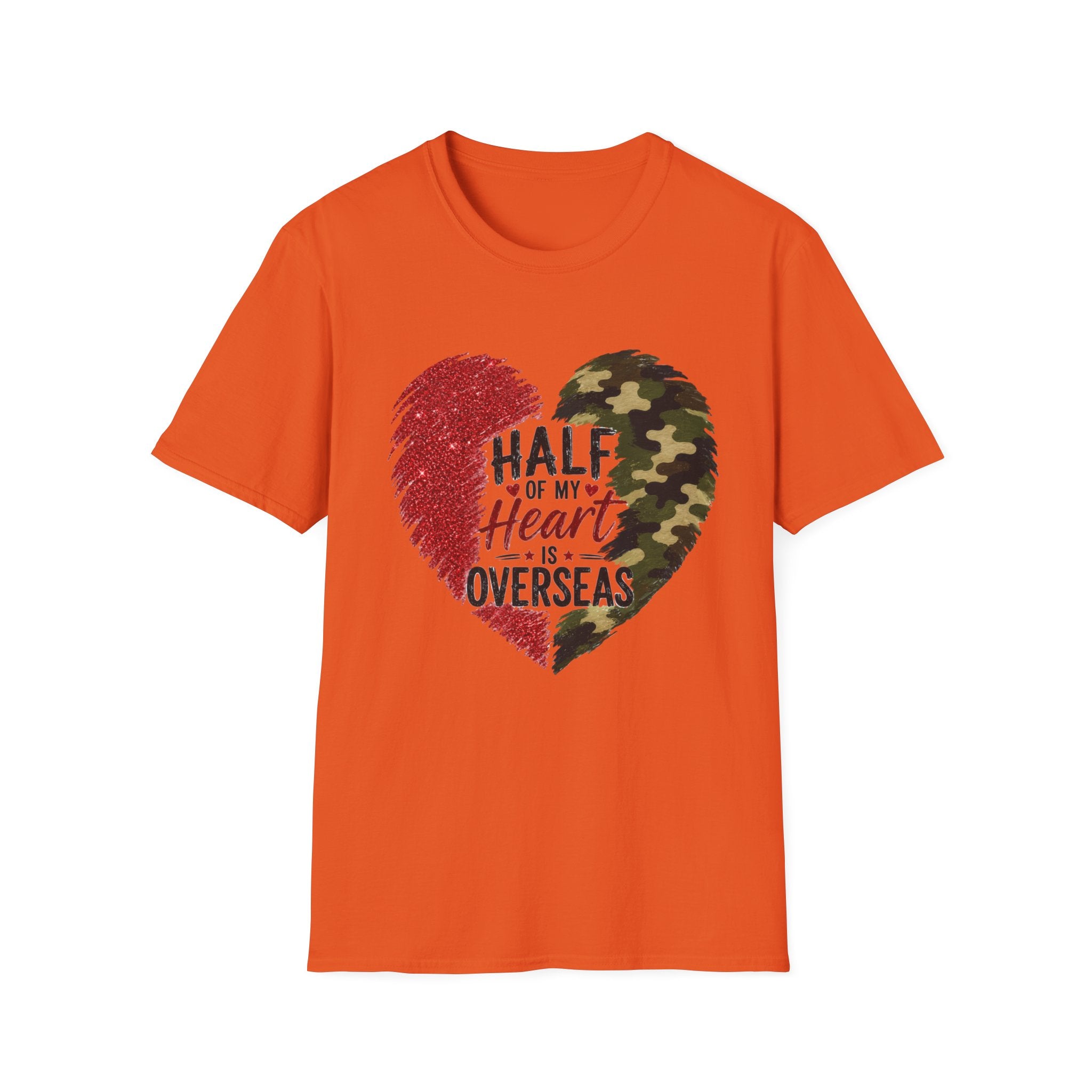 Half My Heart Is Overseas Camo and Red Heart T-Shirt