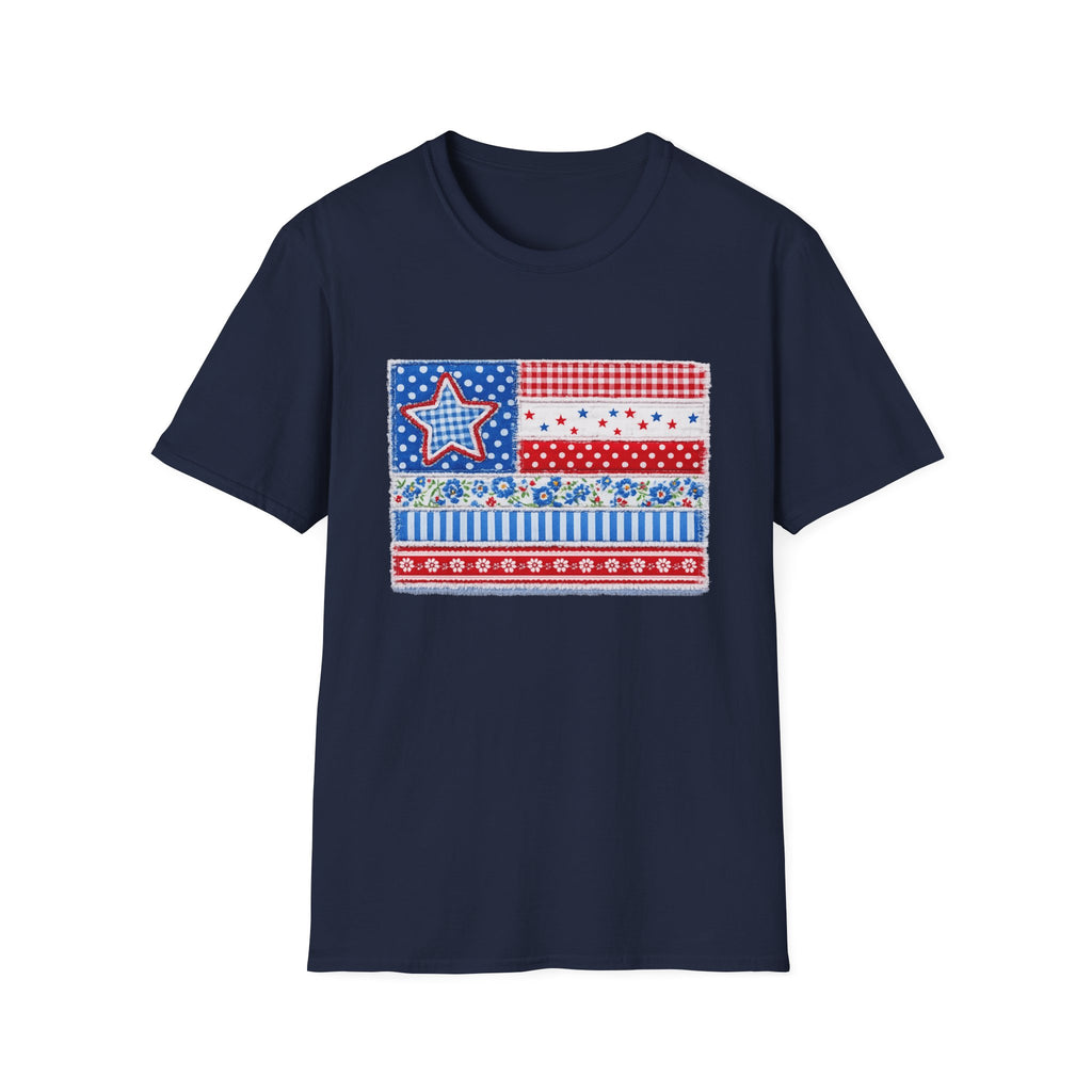 Patriotic Patchwork American Flag T-Shirt