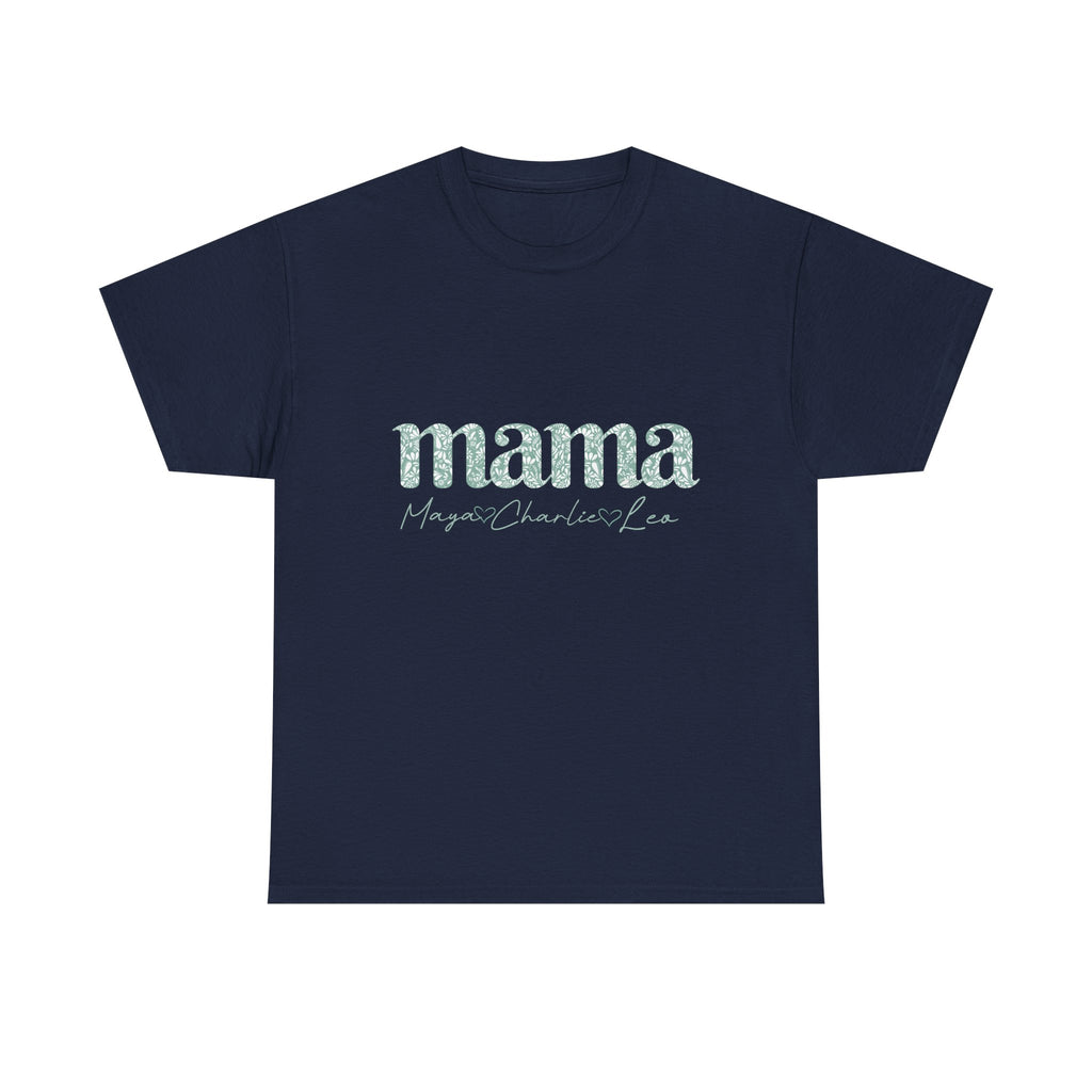 Mama Script Floral Tee — "mama" Mint Pattern Mom T-Shirt