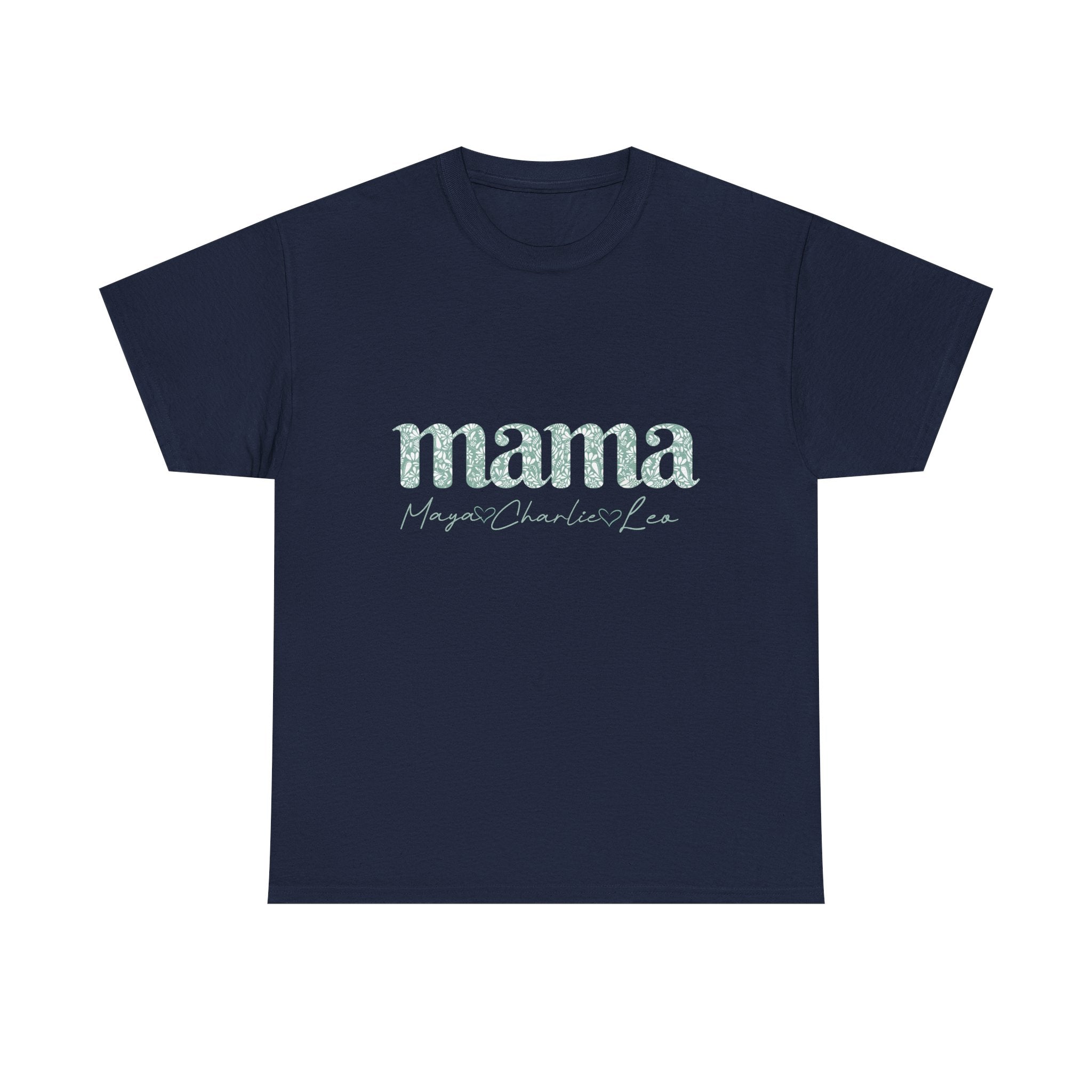 Mama Script Floral Tee — "mama" Mint Pattern Mom T-Shirt