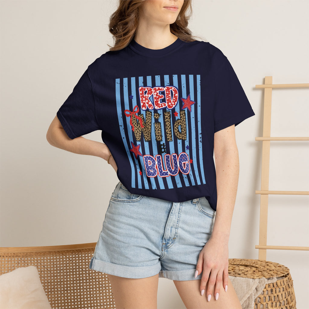 Red Wild & Blue Cheetah Print Patriotic Comfort Colors Tee