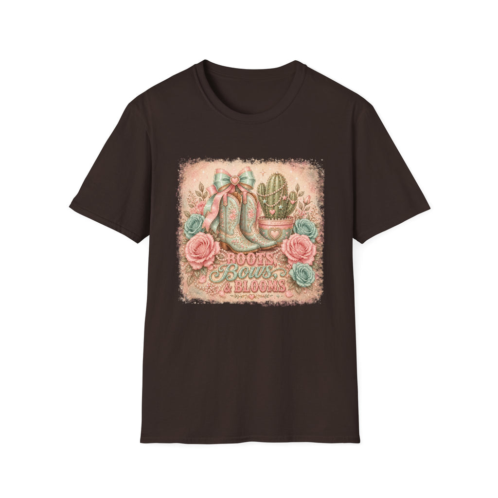 Cowgirl Boots & Cactus Floral Western Graphic Tee