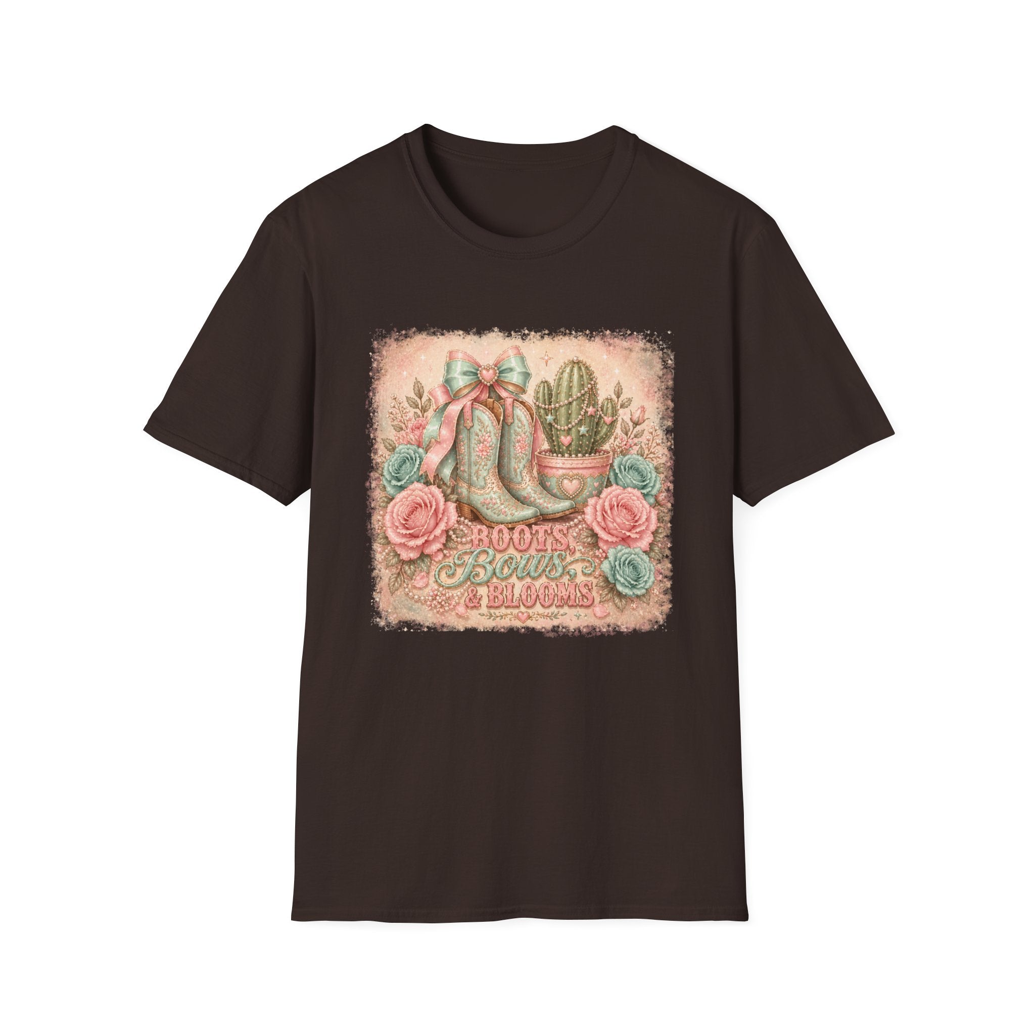 Cowgirl Boots & Cactus Floral Western Graphic Tee