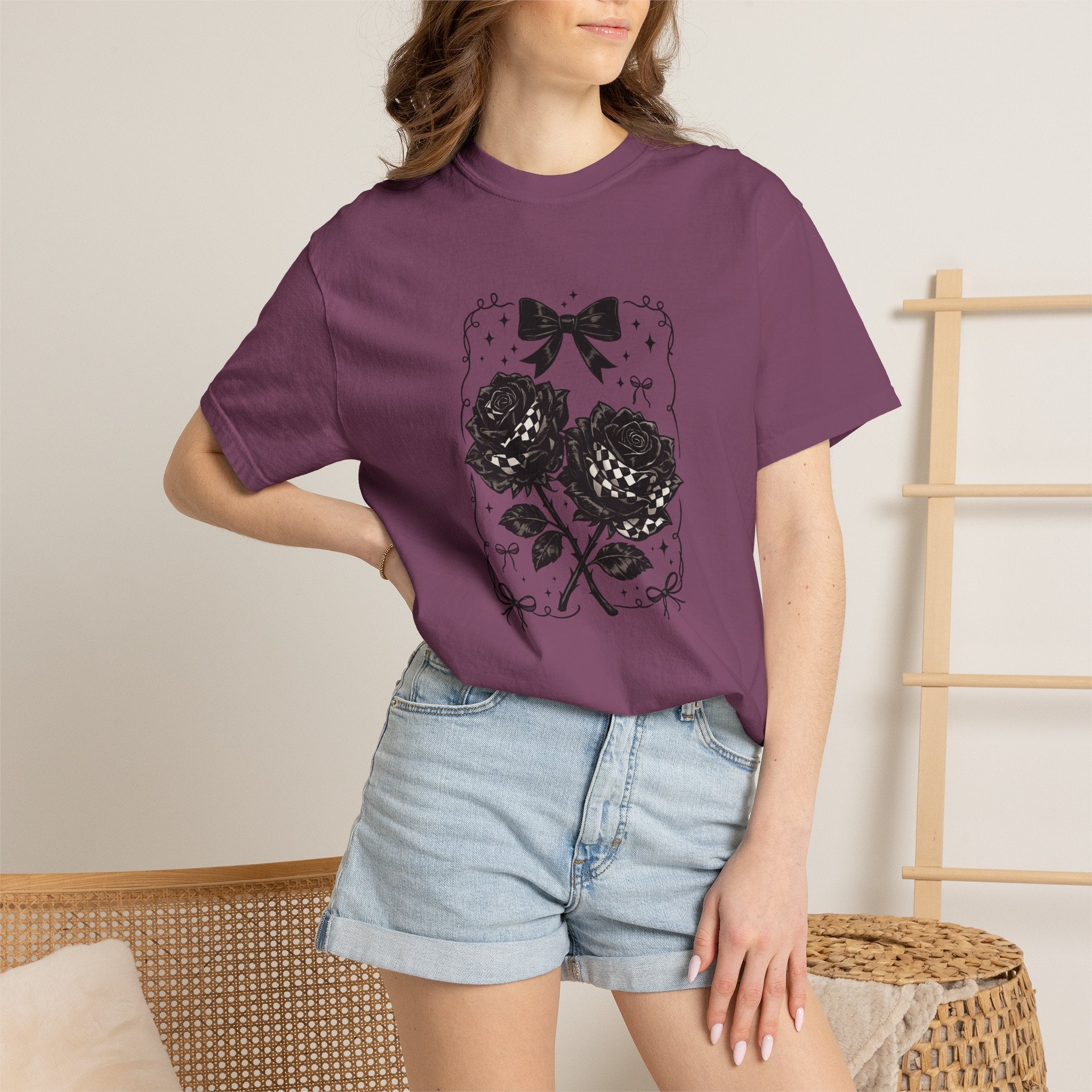 Floral Black Roses Vintage Comfort Colors T-Shirt