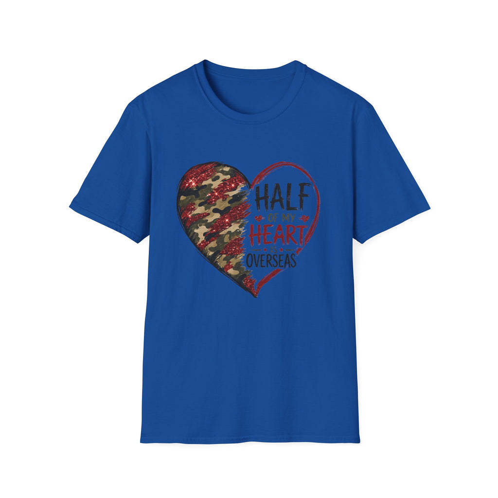 Half My Heart Is Overseas Camo Heart T-Shirt