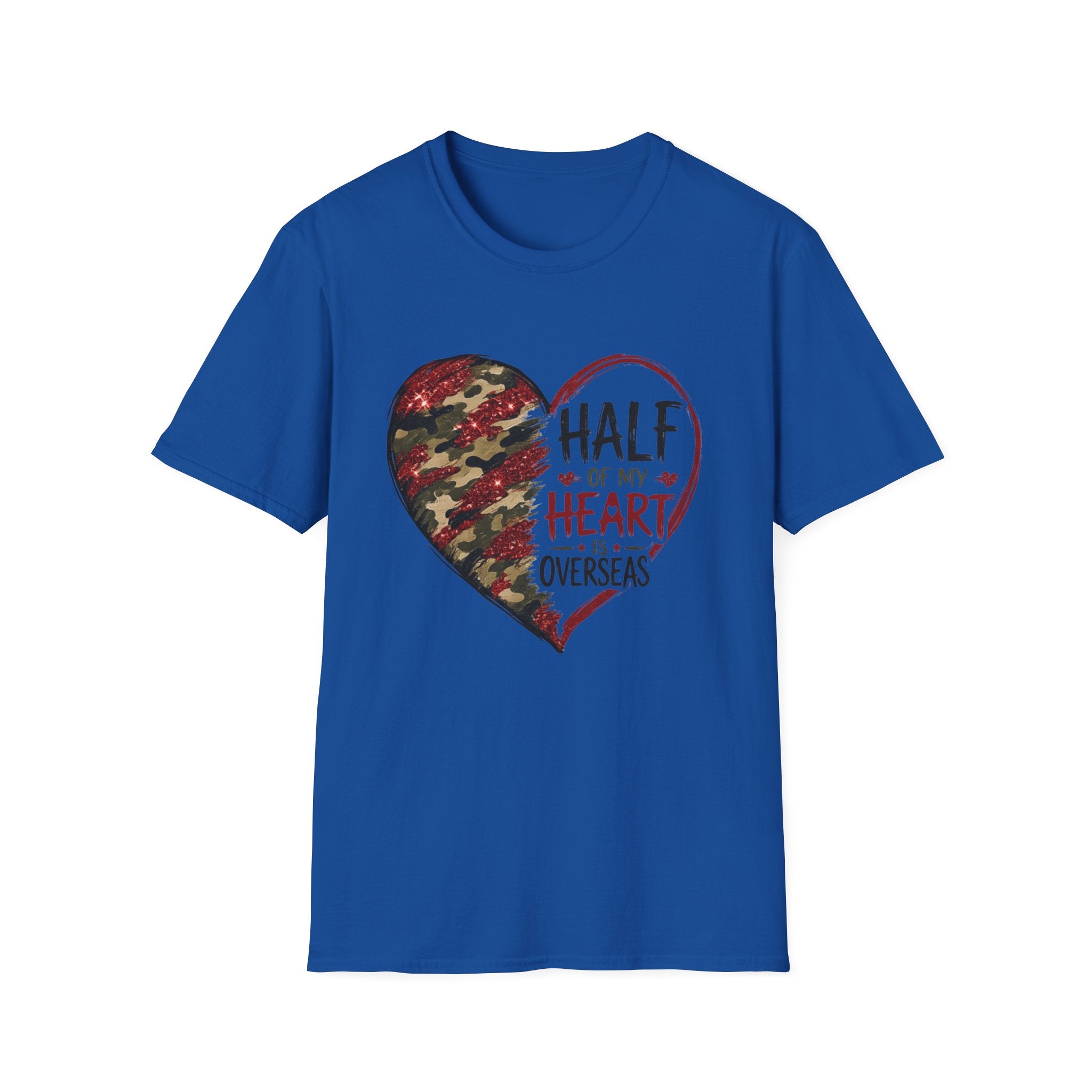 Half My Heart Is Overseas Camo Heart T-Shirt
