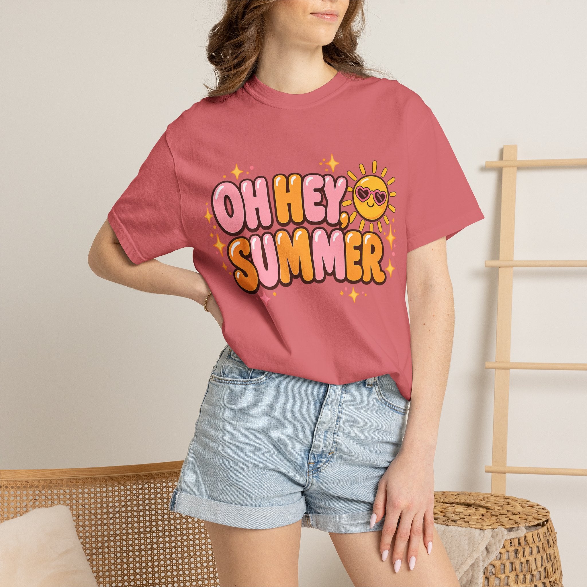 Oh Hey Summer Cute Retro Sun Comfort Colors T-Shirt